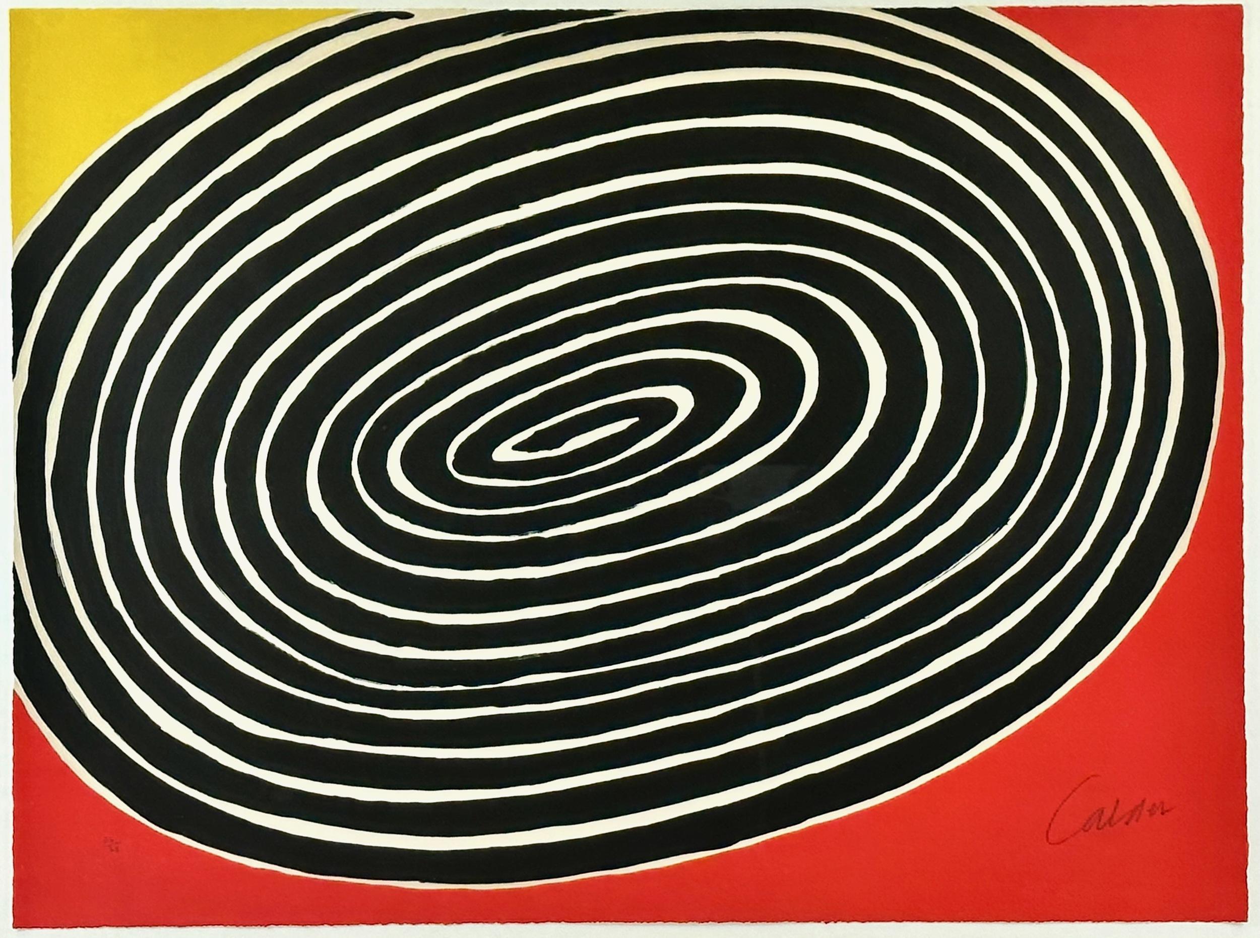 Petite Spirale, 1976

Lithograph in colors, on wove paper, the full sheet

Published by Maeght Editeur, Paris

21 7/10 × 30 3/5 inches (55.2 × 77.8 cm)

Signed and numbered in pencil, edition of 75 copies 

Professionally framed

Alexander Calder
