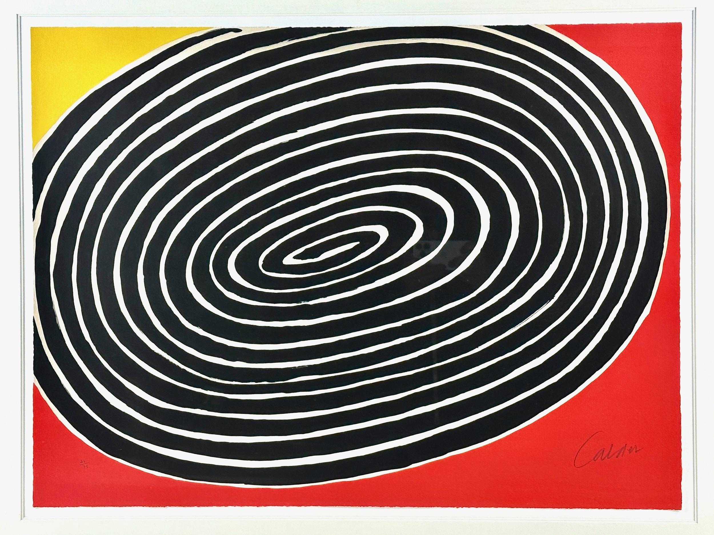 Petite Spirale, 1976

Lithograph in colors, on wove paper, the full sheet

Published by Maeght Editeur, Paris

21 7/10 × 30 3/5 inches (55.2 × 77.8 cm)

Signed and numbered in pencil, edition of 75 copies 

Professionally framed

Alexander Calder