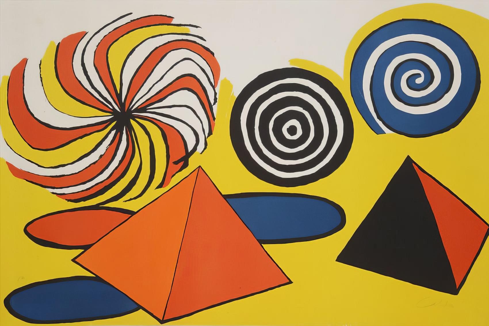 Alexander Calder Figurative Print - Pinwheels and Pyramids  with Circles