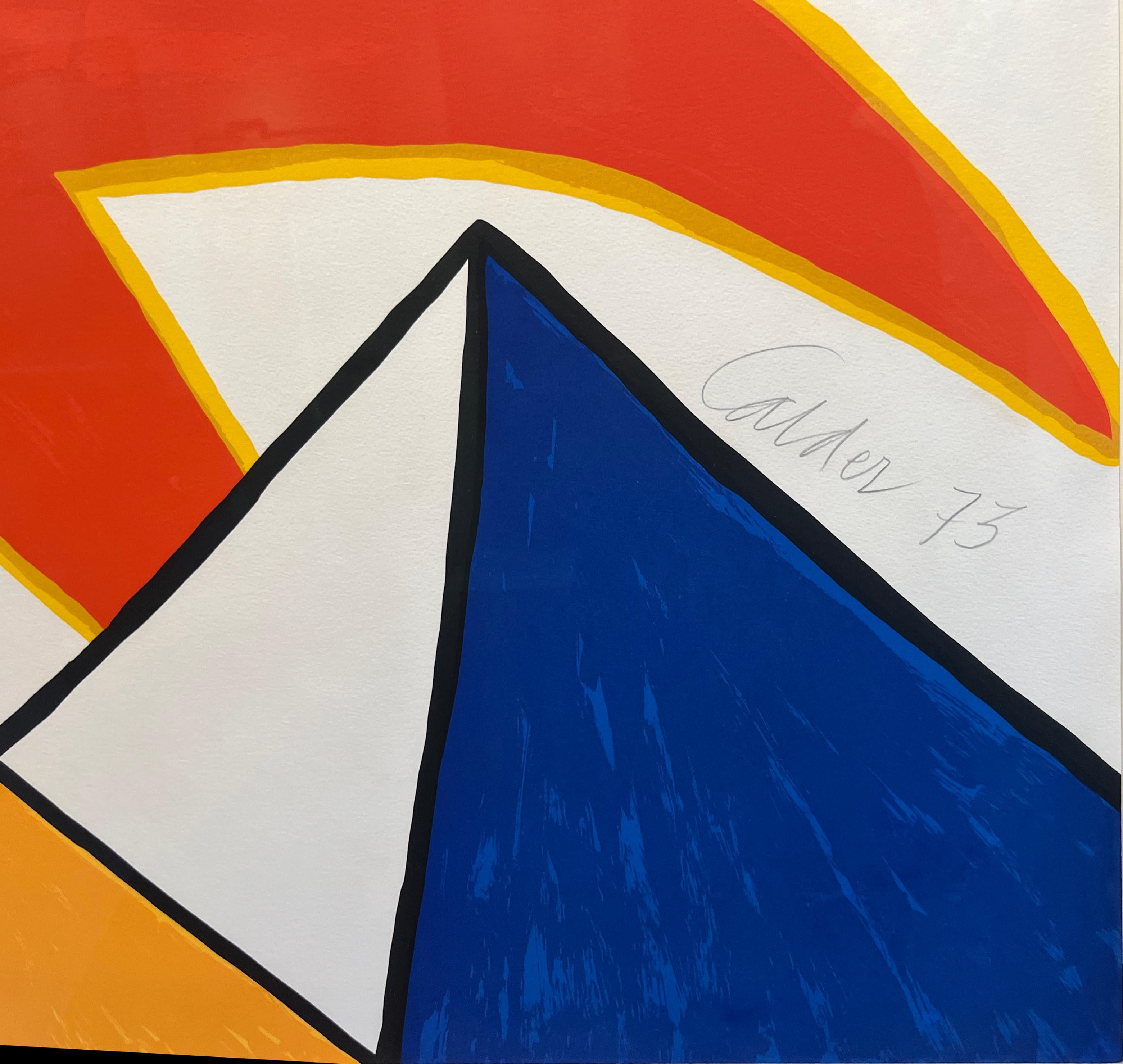 PYRAMIDS AND SUN - Beige Landscape Print by Alexander Calder