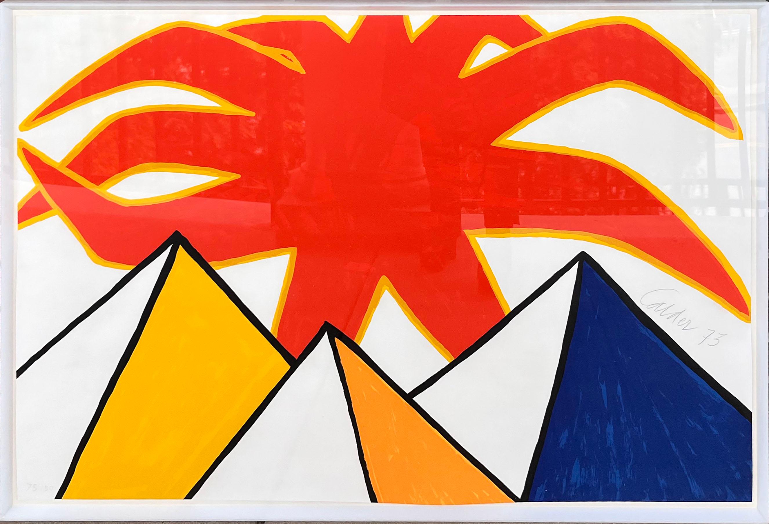 Alexander Calder Landscape Print - PYRAMIDS AND SUN