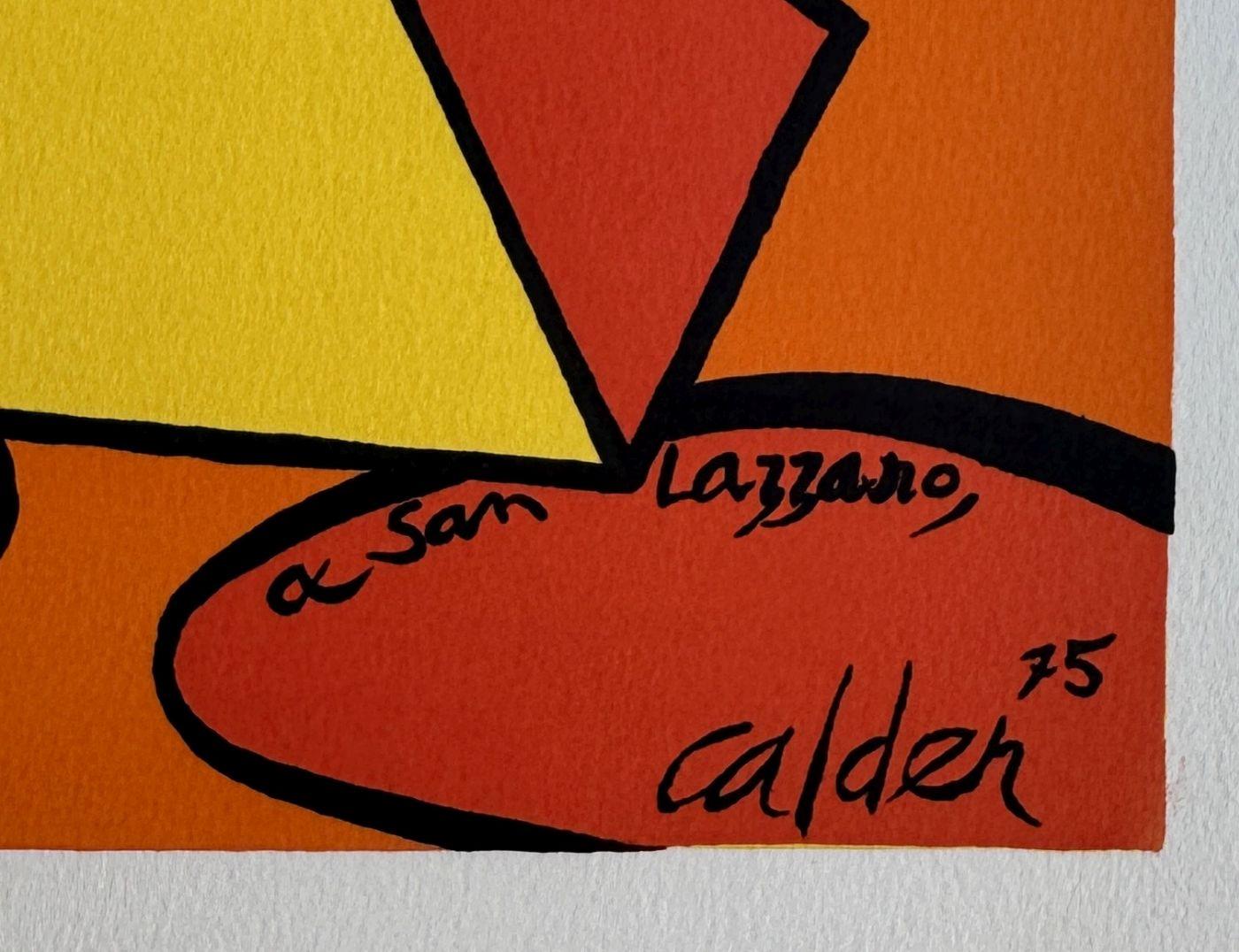 Piramidi e cerchi - Litografia originale - Firma stampata - Abstract Print Beige di Alexander Calder