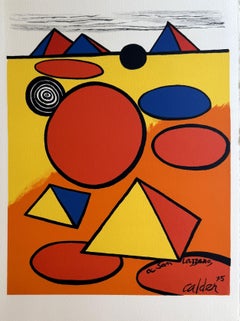 Piramidi e cerchi - Litografia originale - Firma stampata