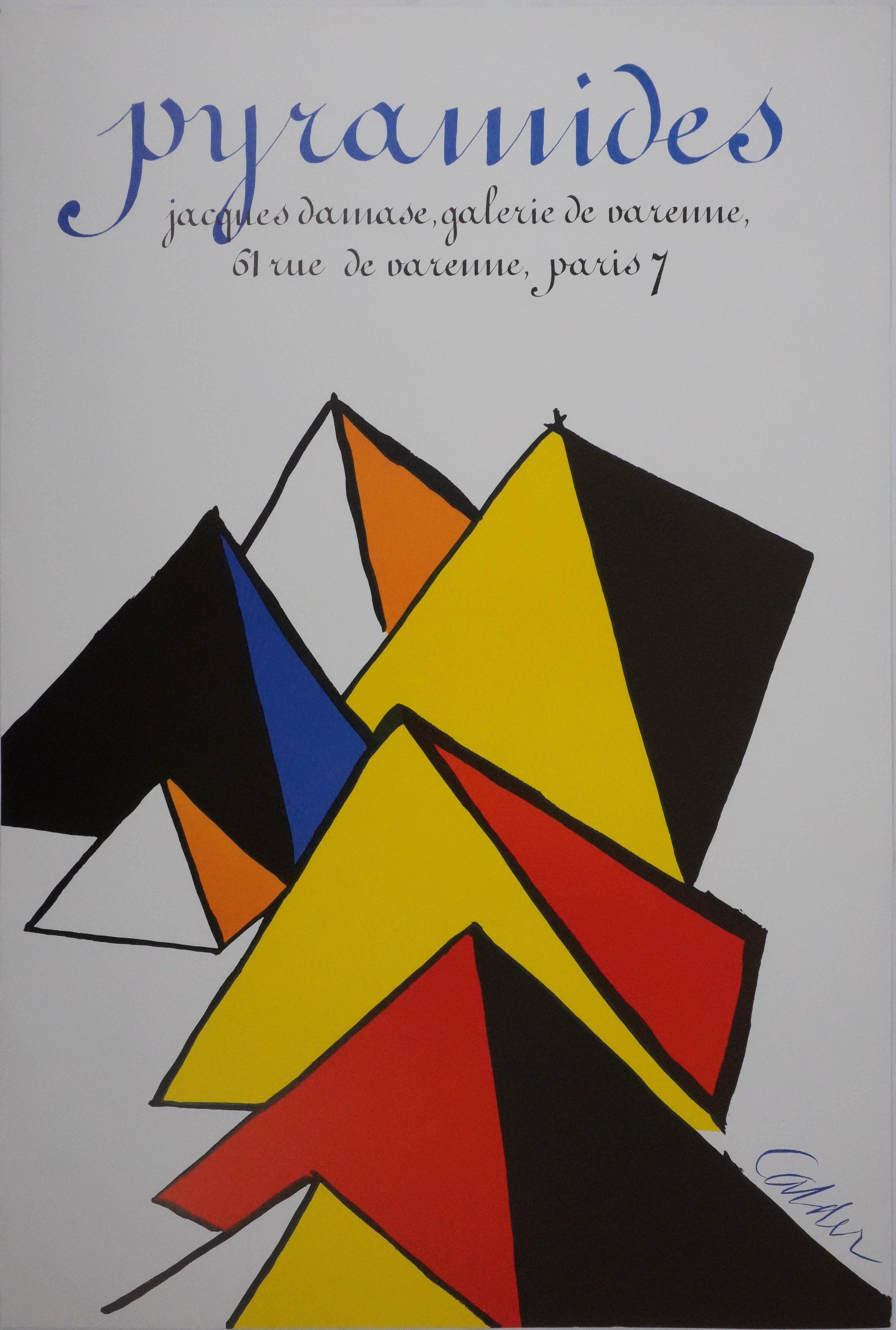 Abstract Print Alexander Calder - Pyramides - Lithographie originale - Signature imprimée
