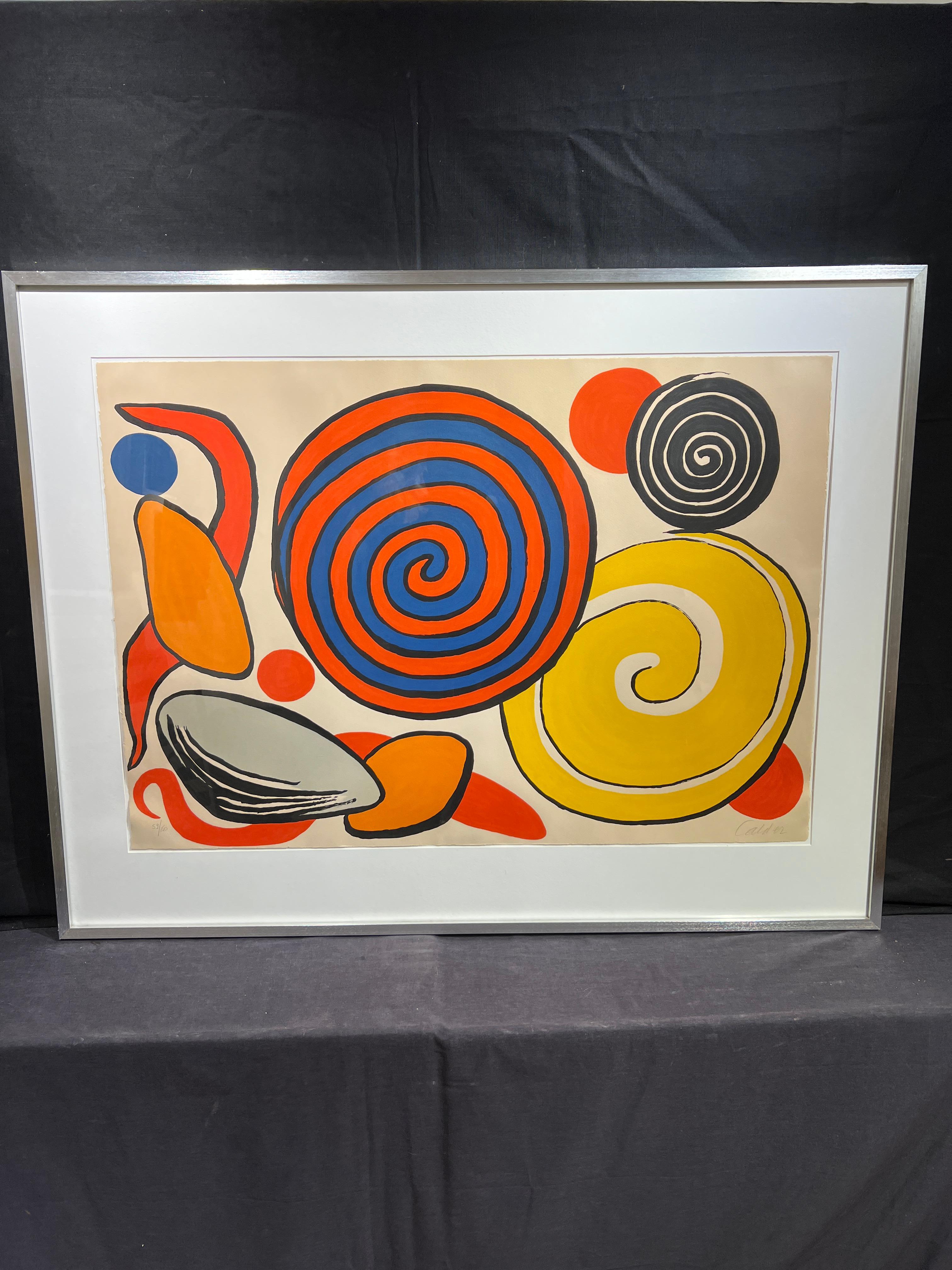 Red and Blue Spirals - Abstract Print by Alexander Calder
