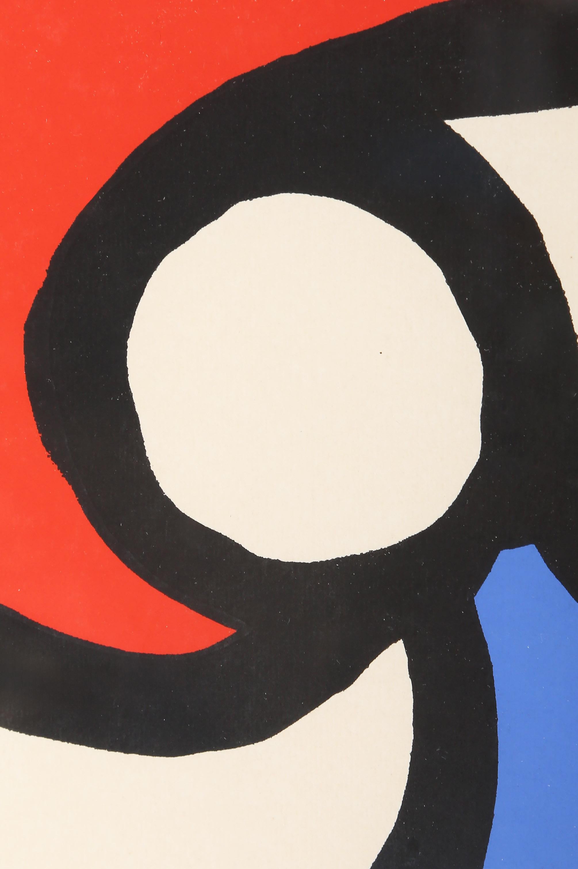 Red and Blue Swirl (Wave), Signed Abstract Lithograph by Alexander Calder For Sale 1