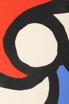 Red and Blue Swirl (Wave), Signed Abstract Lithograph by Alexander Calder