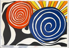 Red and Blue Swirl with Sun