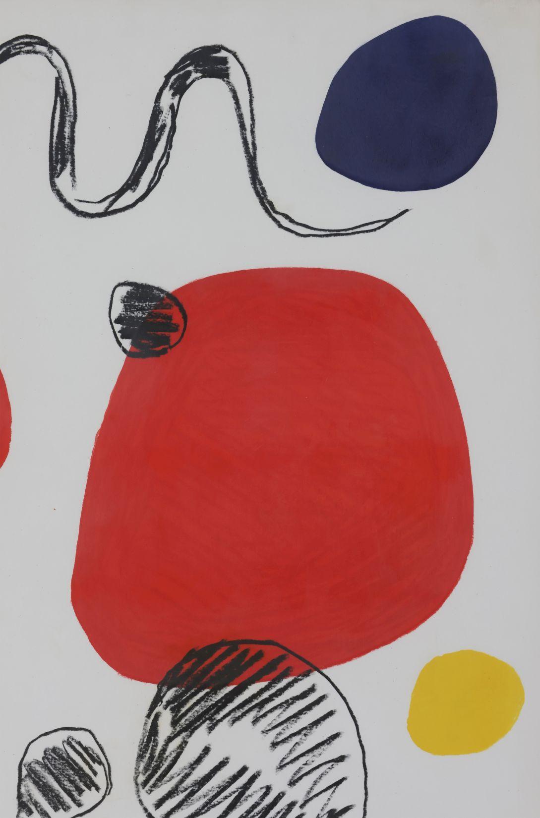Red, Blue And Yellow Spheres - Original color lithograph from 1967 by Alexander Calder.

Very good condition. Monogrammed and dated on plate on lower right.

Numbered on lower left / annotated 
