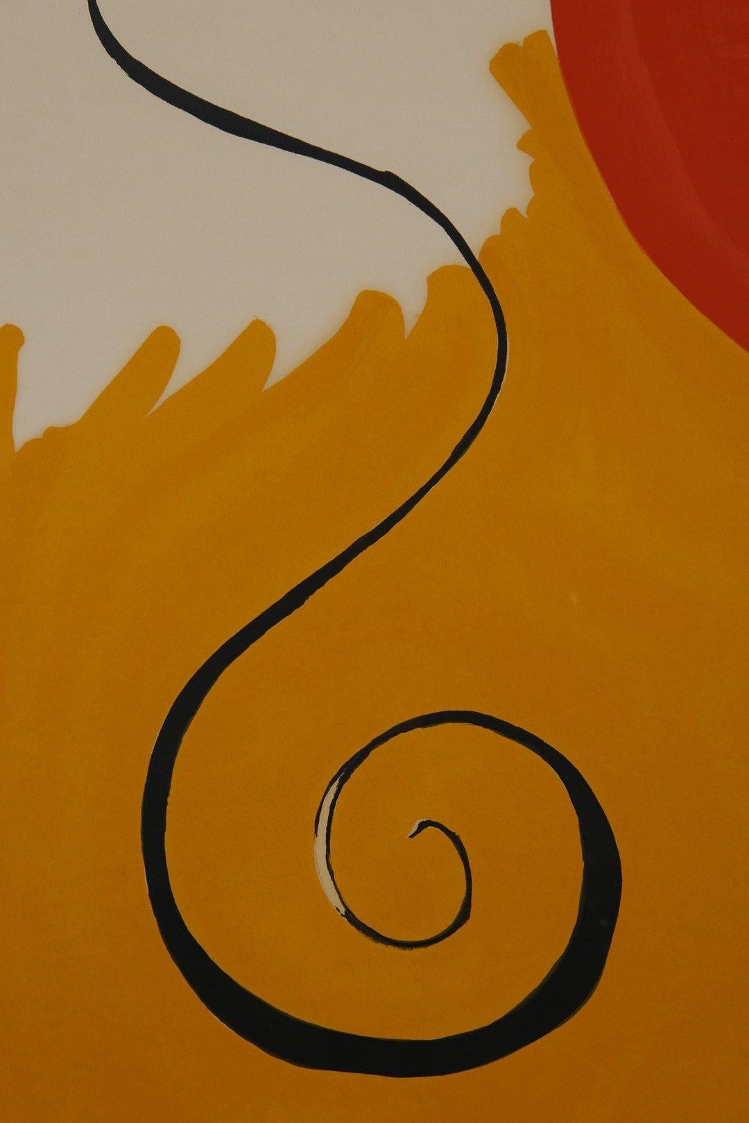 Red Sphere on Yellow Ground, mid-century modern abstract lithograph - Modern Print by Alexander Calder