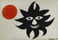 Red Sun 1968-Lithograph, Plate-signed by Artist