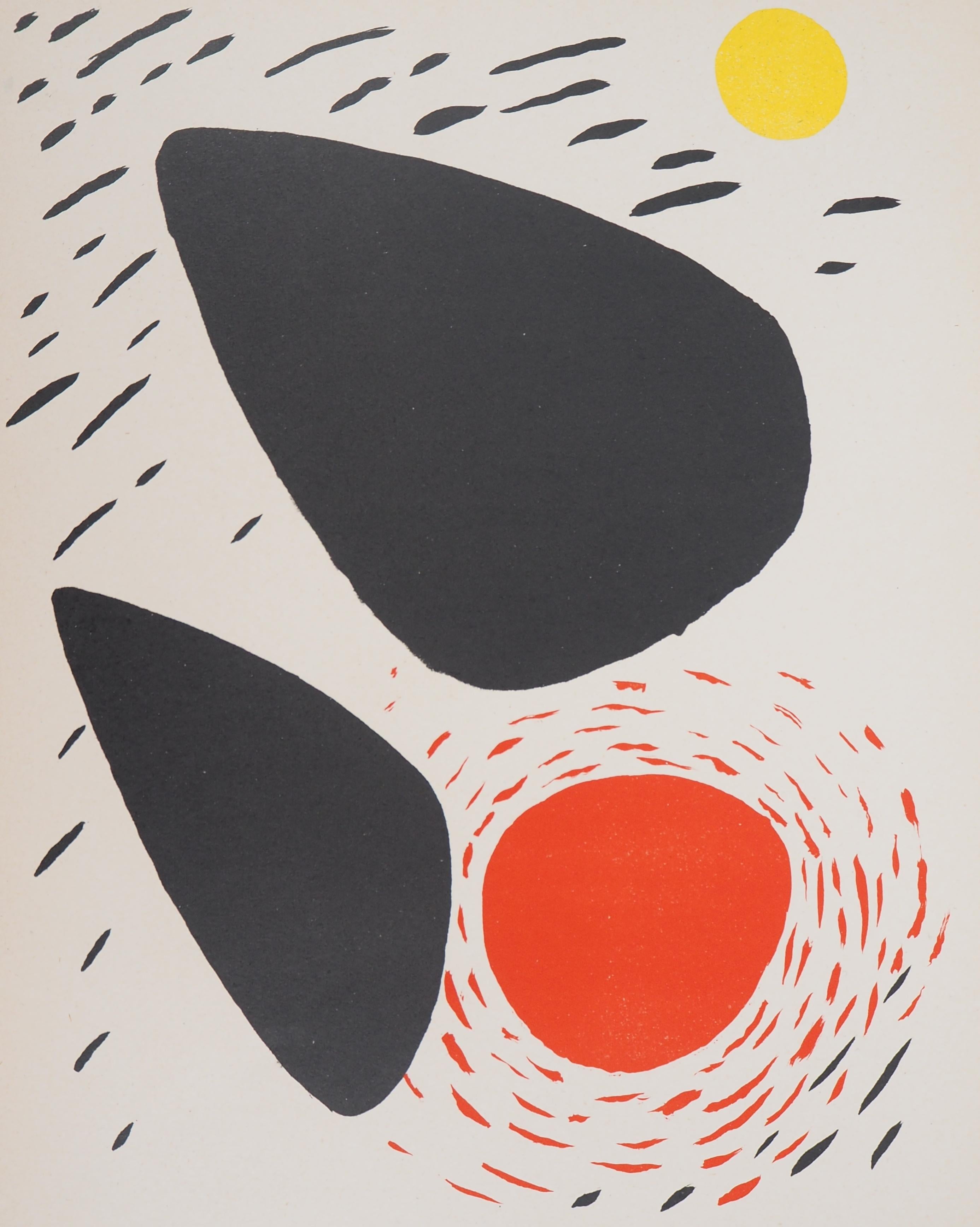 Rocks and Sun - Original lithograph - Mourlot, 1952 - Print by Alexander Calder