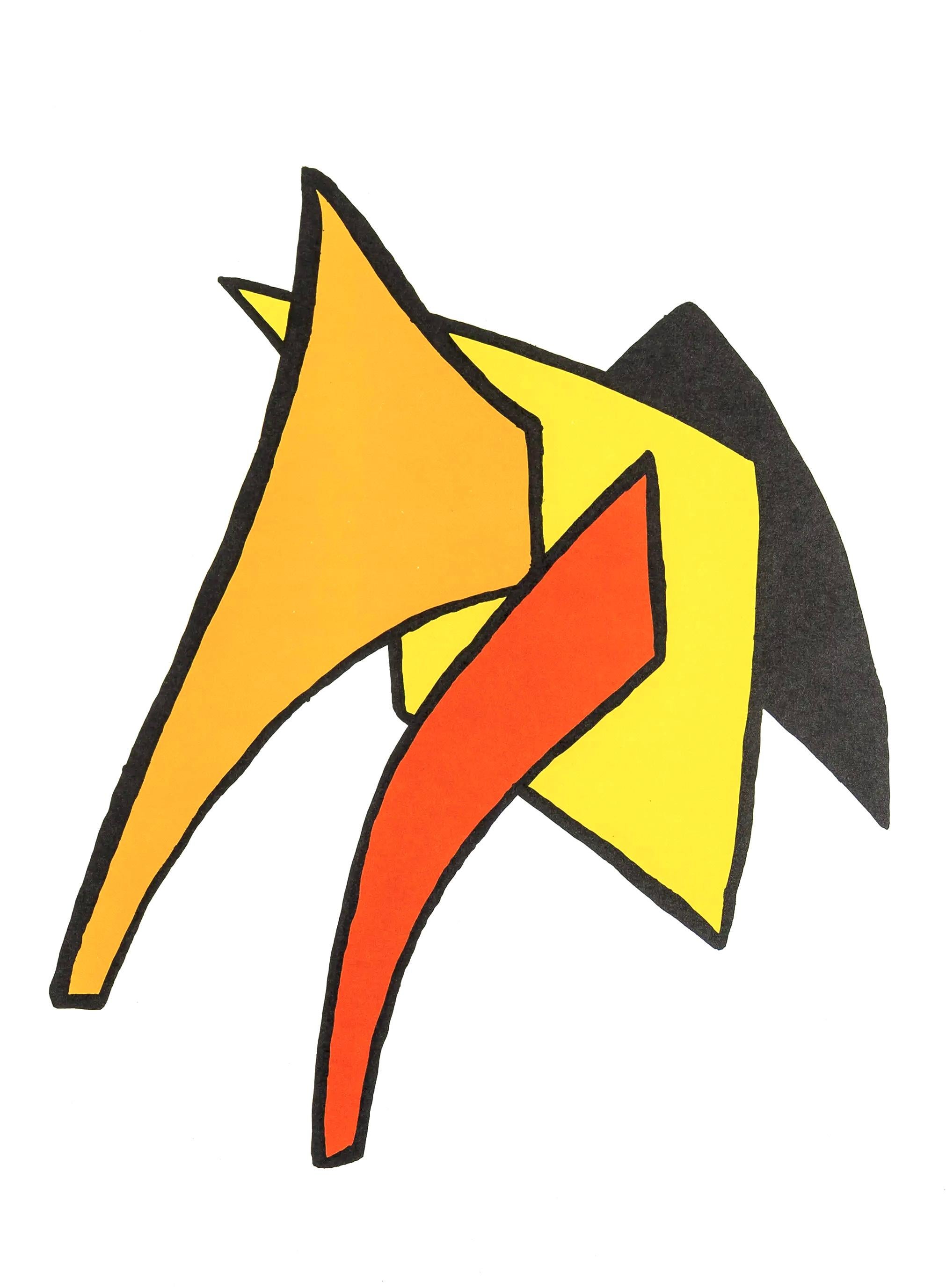 La lune et porc qui pique, Stabiles, Derrière le miroir - Print Surrealista de Alexander Calder