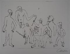 Santa Claus : Figures with Canes - Original Handsigned Etching