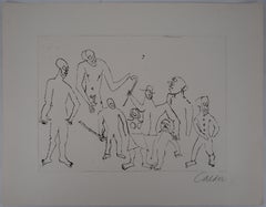 Vintage Santa Claus : Figures with Canes - Original Handsigned Etching