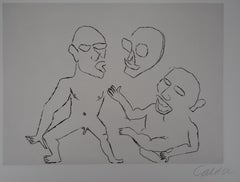 Santa Claus : Three Figures - Original Handsigned Etching