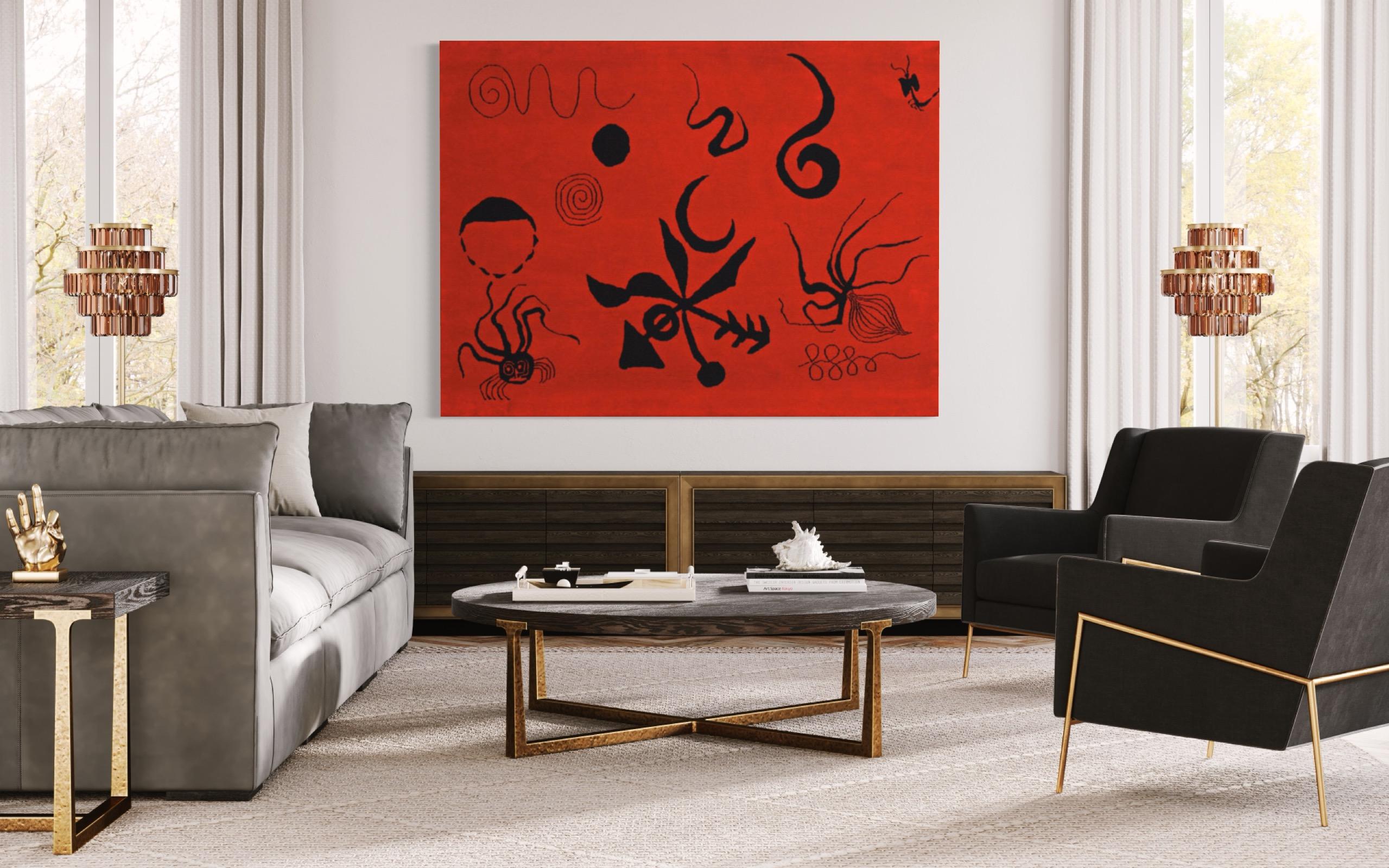 Alexander Calder
Sea Life, 1972
hand-knotted woven tapestry
Edition of 8
Signed on the Verso
Edition number might vary from what is shown in the pictures.
The artwork is offered unframed.

Alexander Calder changed the course of modern art with his