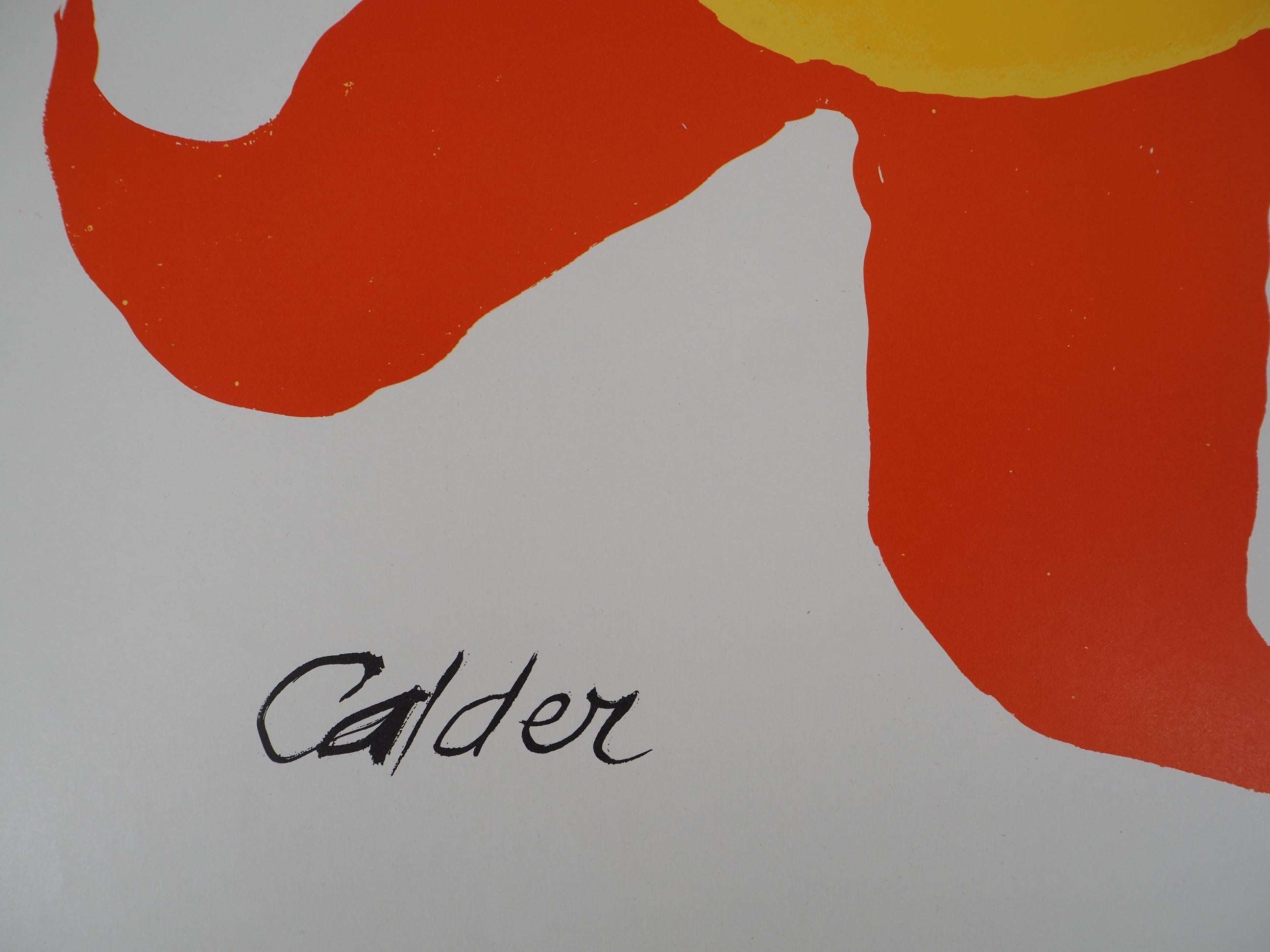 Shining Sun, 1974 - Original lithograph, Signed - Brown Abstract Print by Alexander Calder