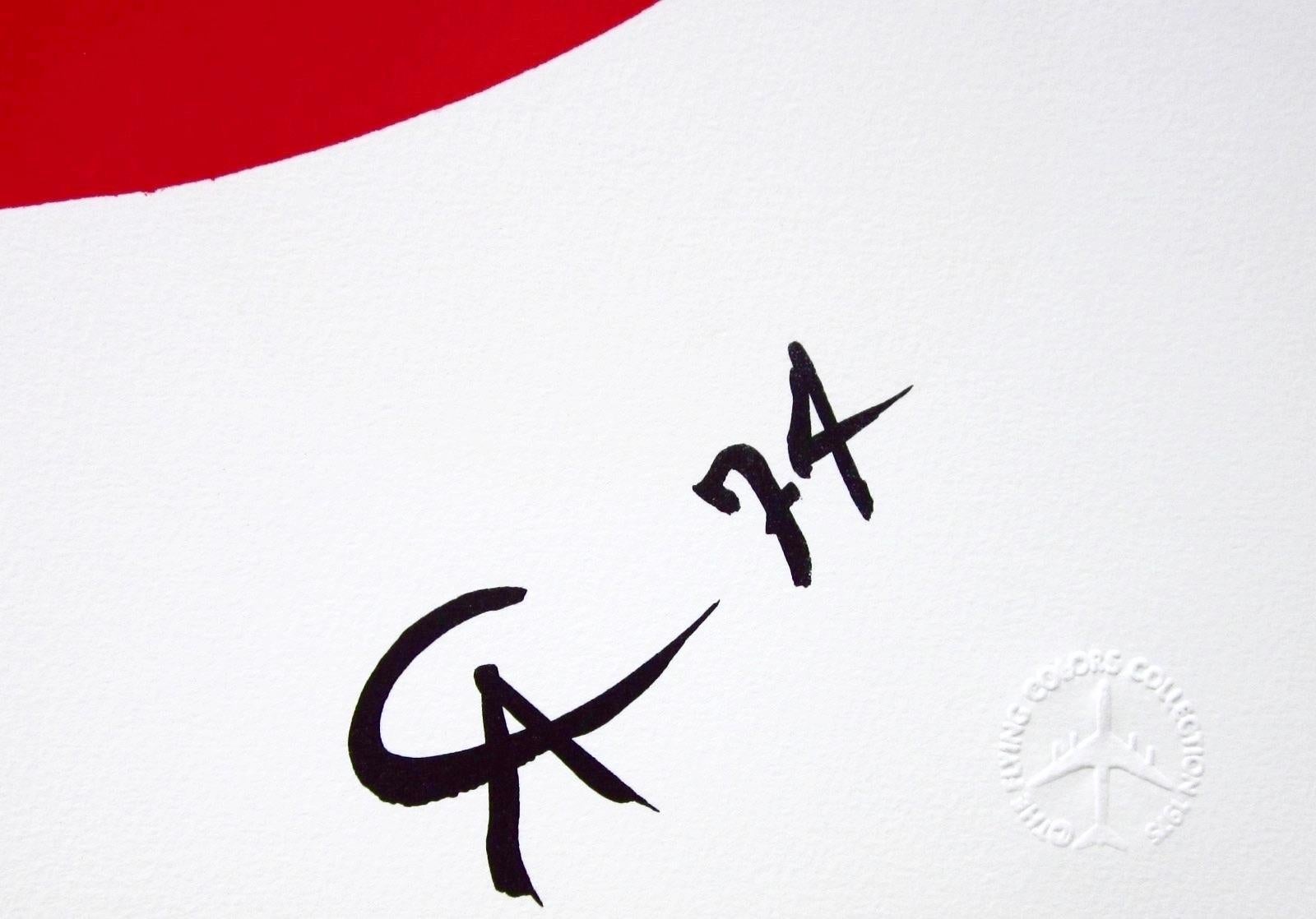 Artist: Alexander Calder (1898-1976)
Title: Sky Bird, Braniff International Airways Flying Colors Collection
Year: 1975
Medium: Lithograph on vélin d’Arches paper
Size: 20 x 26 inches
Inscription: Signed and dated in the plate, embossed with the