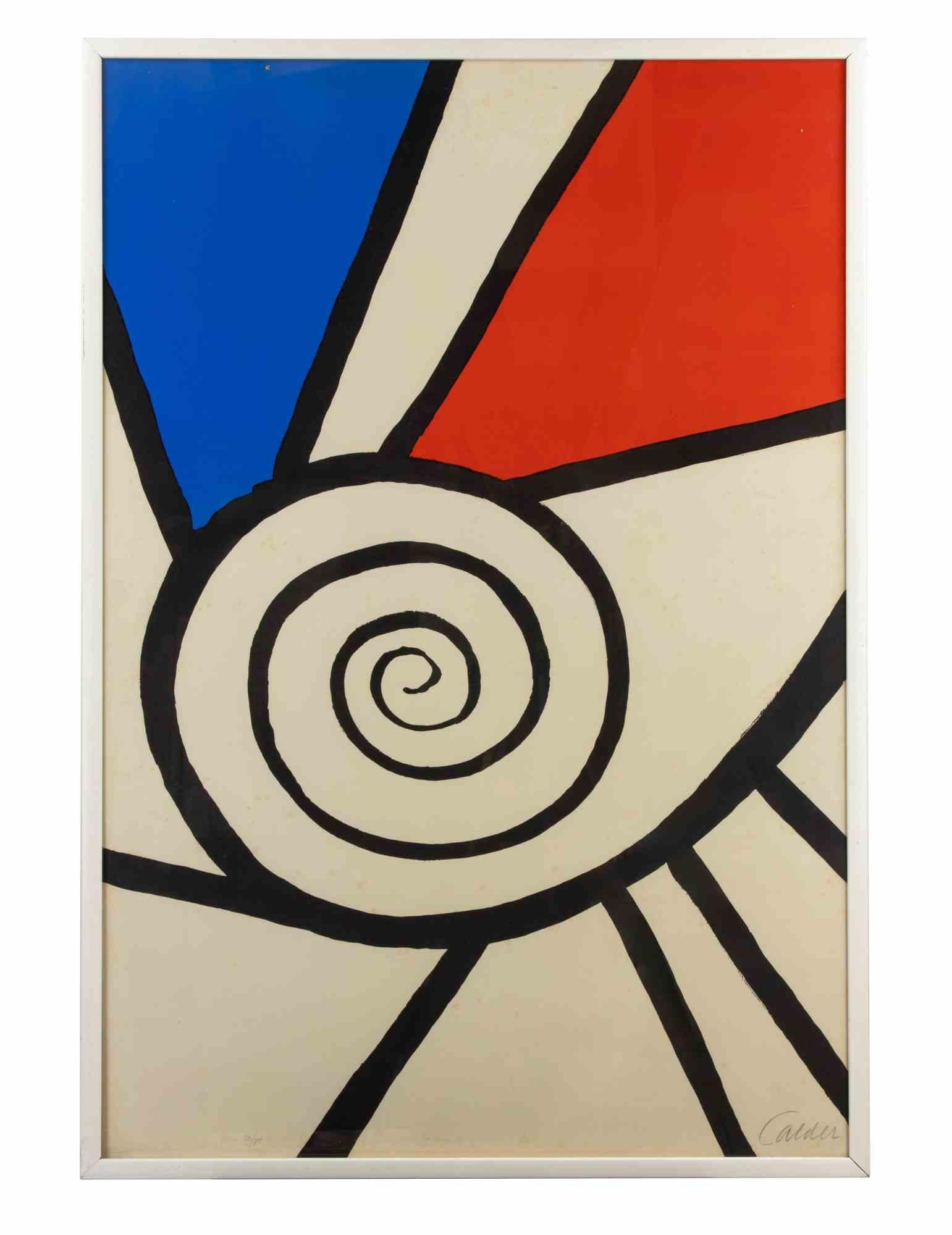 Spiral Rouge et Bleu - Lithograph by A. Calder - 1969 - Print by Alexander Calder