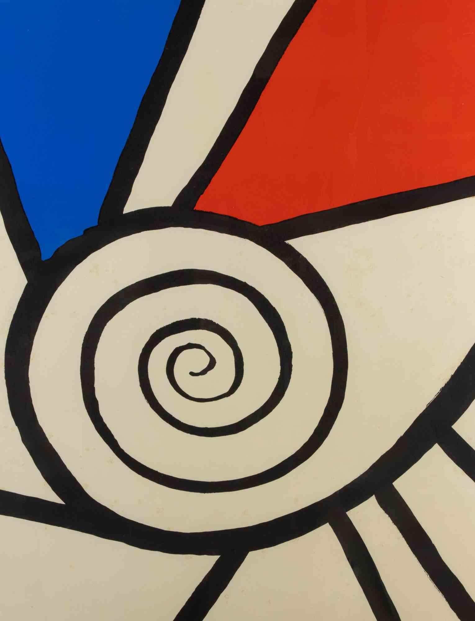 Spiral Rouge et Bleu - Lithograph by A. Calder - 1969 - Abstract Print by Alexander Calder