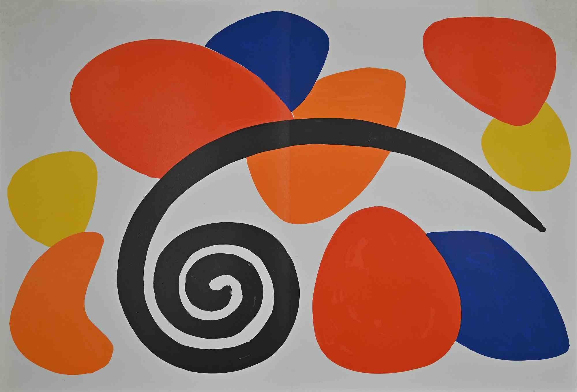 Spiral is an original artwork realized by Alexander Calder for the French art magazine "Derrière Le Miroir" no. 173, 1968.

Original mix colored lithograph. 

Printed by Ateliers de Maeght, Paris, 1968.

Good conditions except for light yellowing of