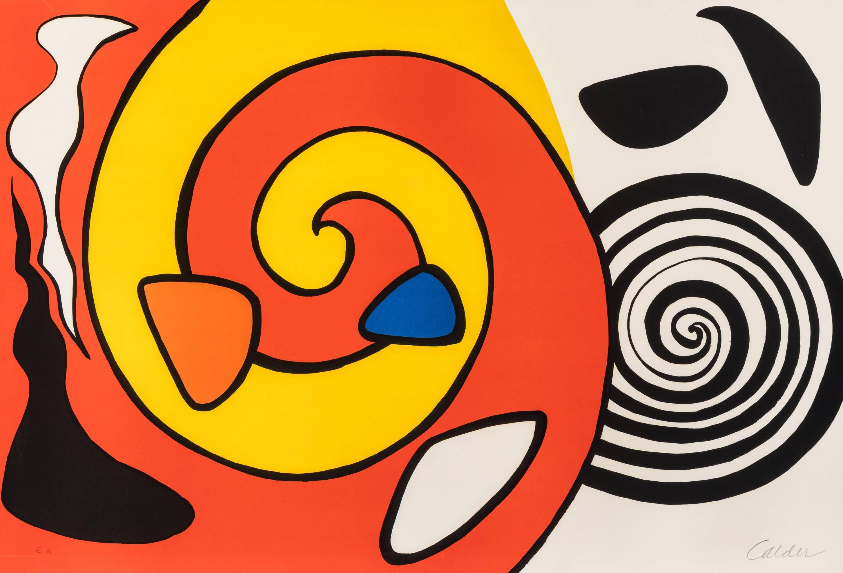 Spirale et Turban, litografia originale, moderna, 1965, firmata - Art di Alexander Calder