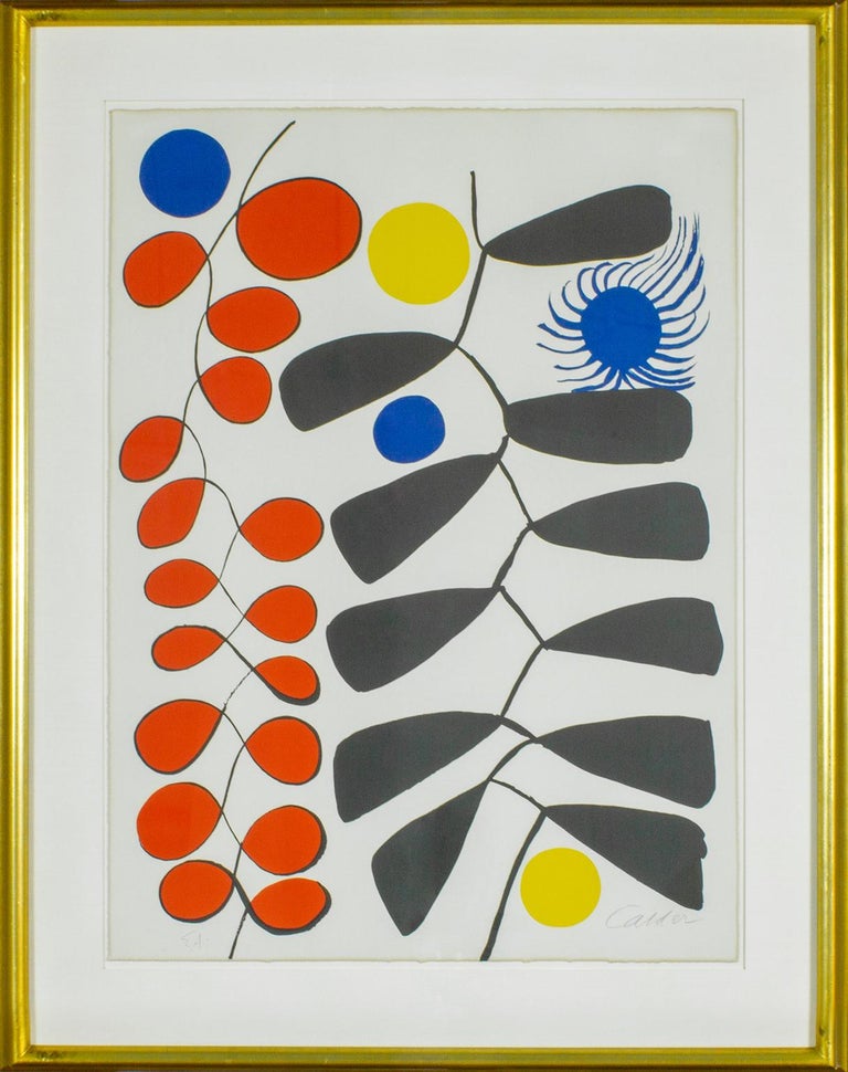 "Spirale Imaginatif" framed lithograph by Alexander Calder. Hand-letter EA on front lower left corner. Hand-signed Calder in front lower right corner. From an edition of 90.