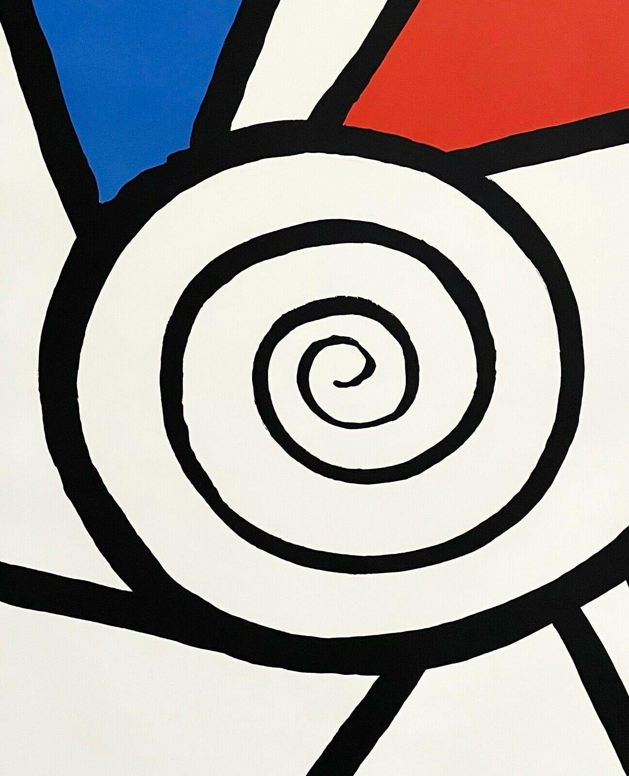 Artist: Alexander Calder (1898-1976)
Title: Spirale rouge et Bleu
Year: 1969
Medium: Lithograph in colors on wove paper
Edition: 75, plus proofs
Size: 42 x 28.75 inches
Condition: Excellent
Inscription: Signed and numbered 48/75 in pencil by the