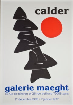 Vintage "Stabile with Red Sun Galerie Maeght, " Original Lithograph Poster by A. Calder