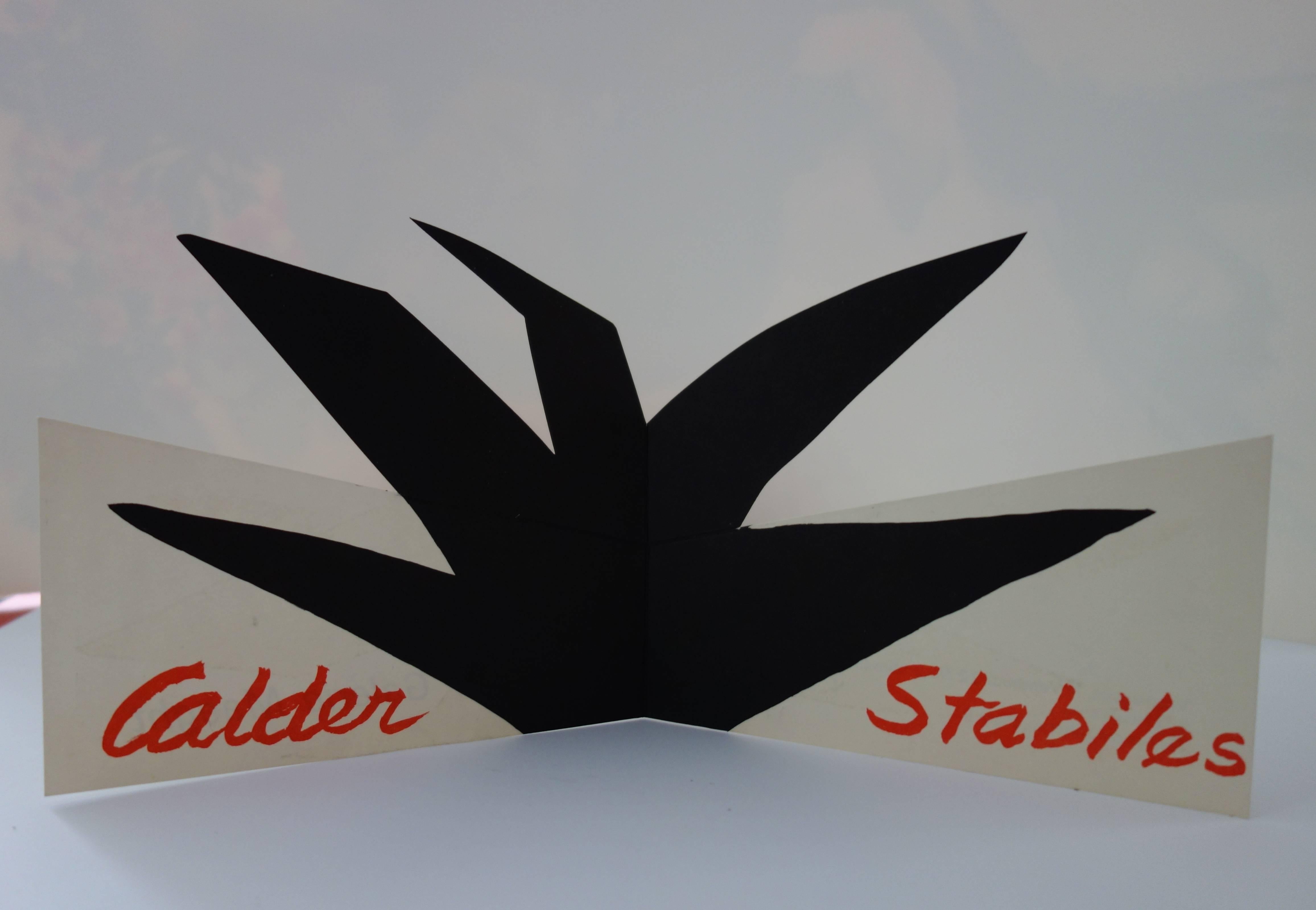 Alexander Calder Abstract Print - Stabiles - Original lithographic pop-up card - Plate signed - Maeght 1963