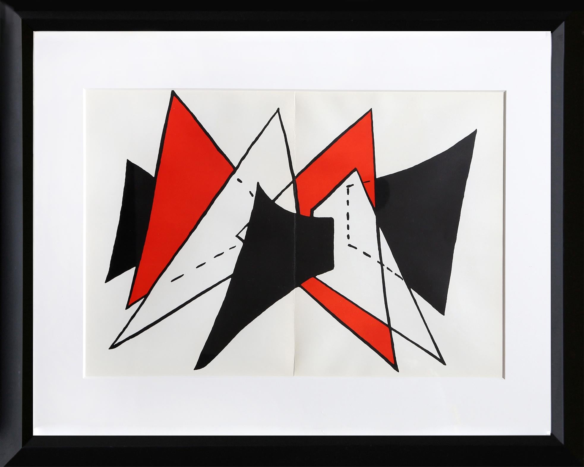Alexander Calder, Américain (1898-1976)
Étude pour la sculpture II de Derriere Le Miroir
Date : 1975
Lithographie
Taille : 38,1 cm x 55,88 cm (15 in. x 22 in.)
Taille du cadre : 23 x 30 pouces
Imprimeur : Maeght, Paris
Éditeur : Maeght, Paris