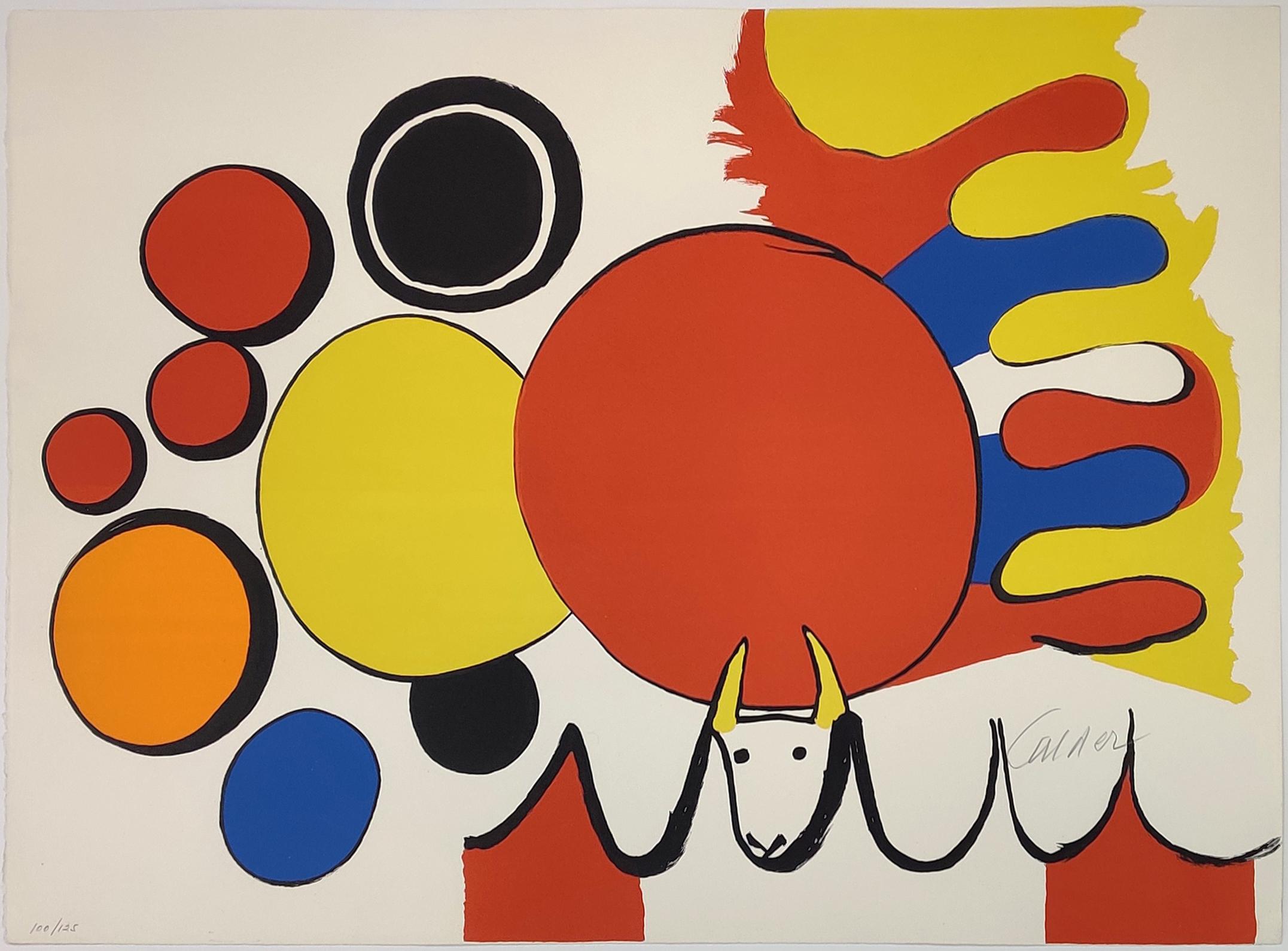 Alexander Calder Abstract Print - TAUREAU AVEC SPIRALE ROUGE
