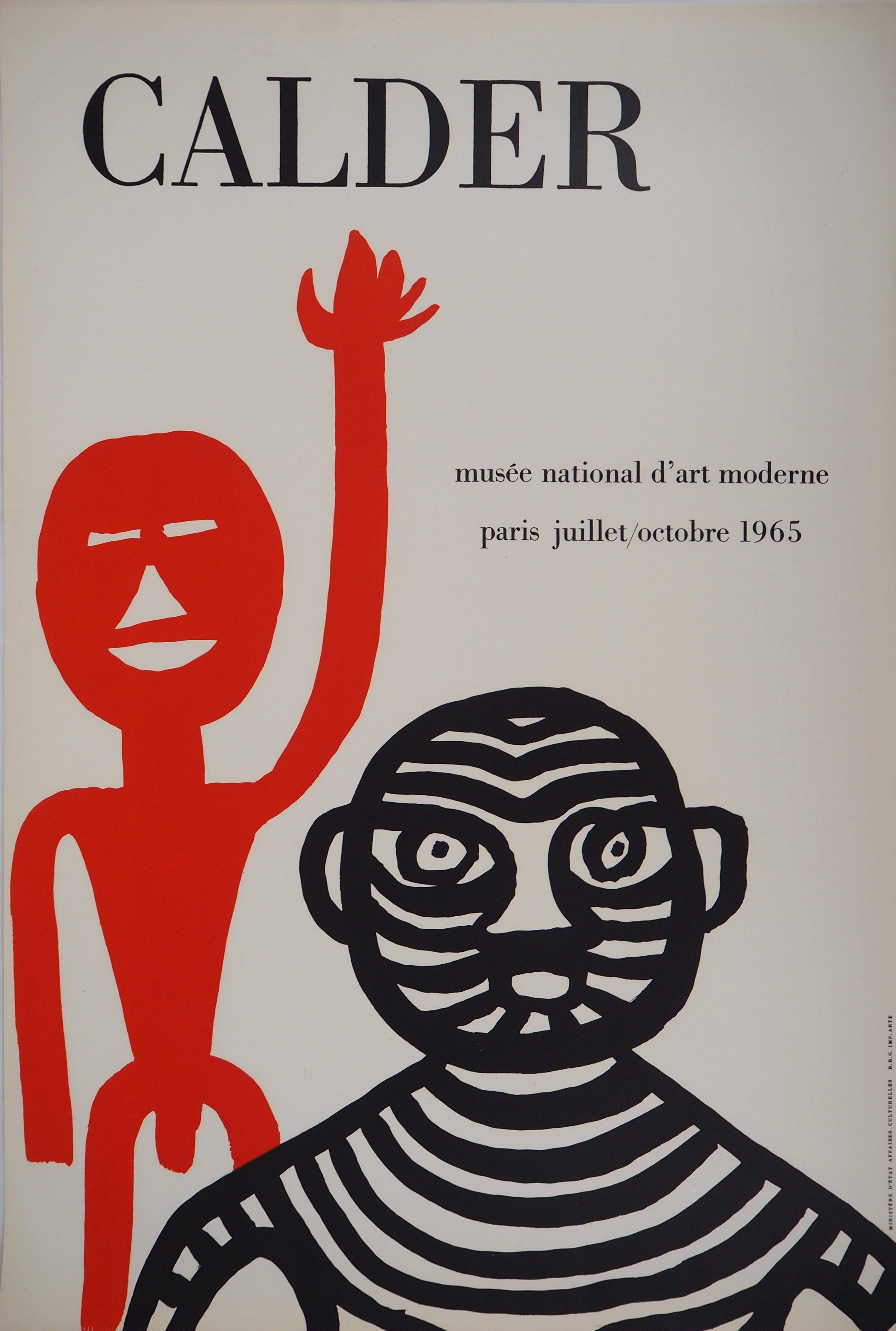 Alexander Calder Portrait Print - Tiger Man and Red Man Exhibition Poster, 1965