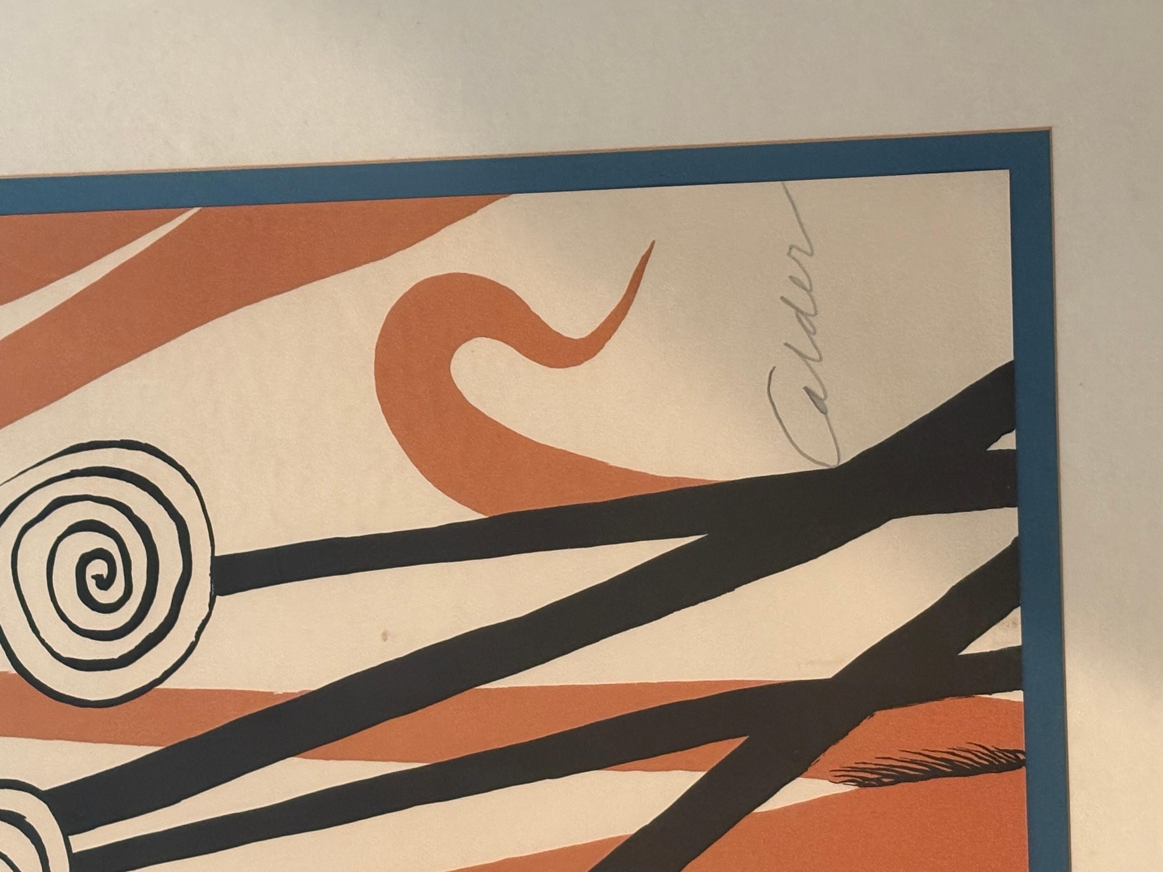 Dies ist eine Alexander Calder Lithographie signiert und nummeriert ohne Titel. In gutem Zustand misst 35x29. Lithographie misst 25x19