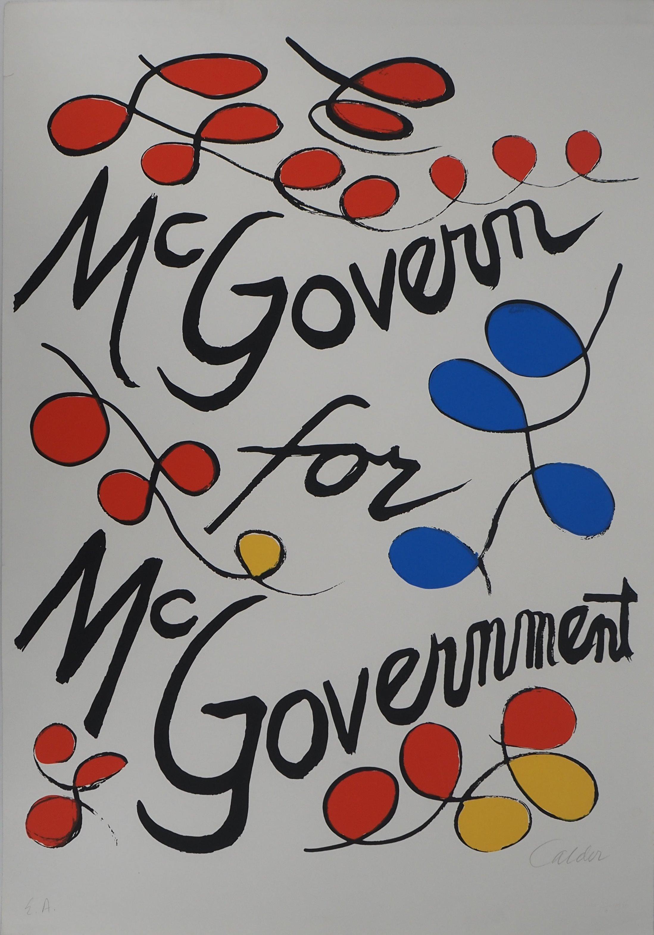 Alexander Calder Abstract Print - USA : McGovern for McGovernment - Original Screen Print HANDSIGNED