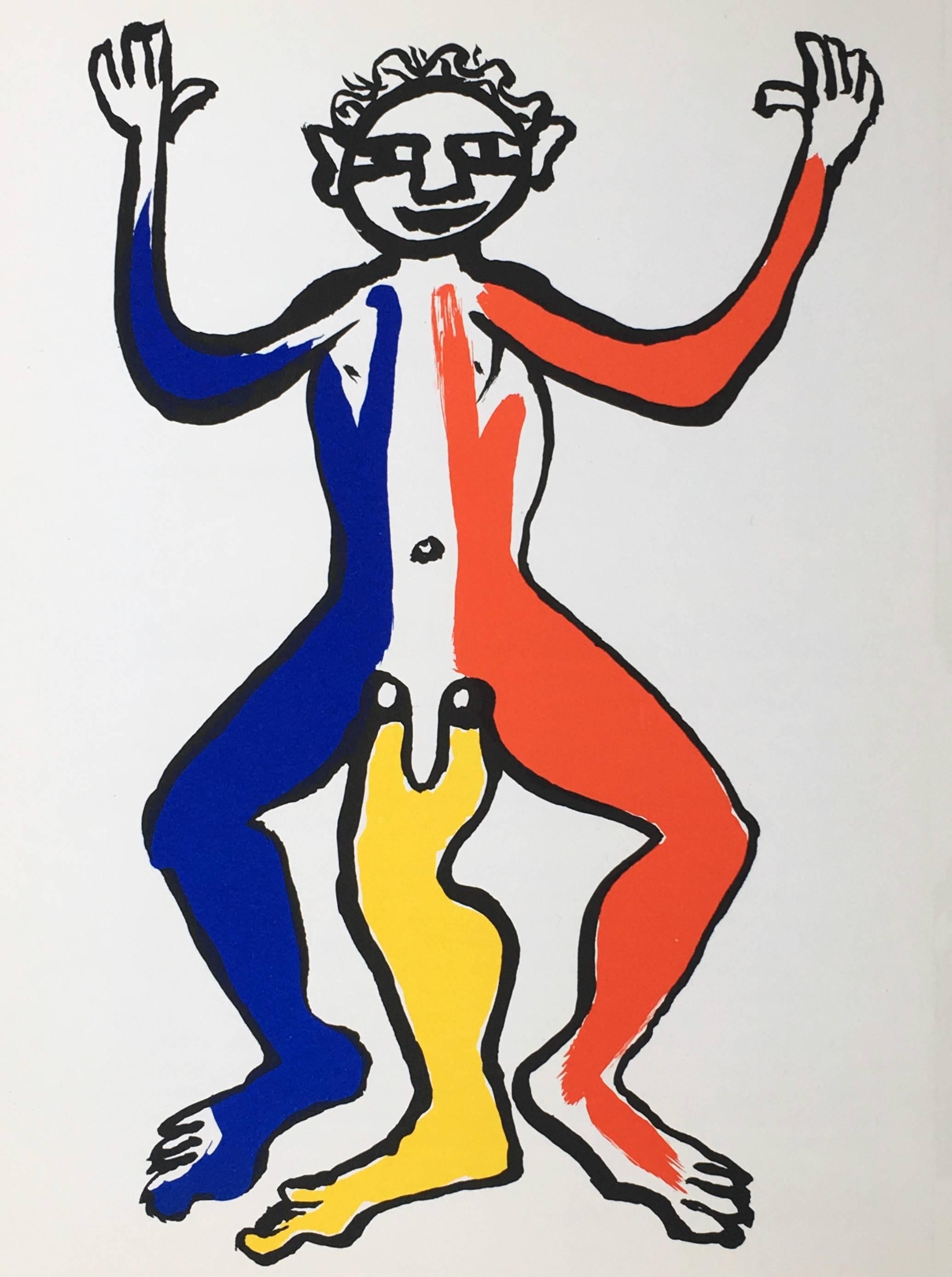 Vintage original Alexander Calder Lithograph 
Published by: Galerie Maeght, Paris, 1975
Portfolio: Derriere Le Miroir

Lithograph in colors
11 x 15 inches
Very good condition 
Unsigned from an edition of unknown 

Related Categories
Calder prints.