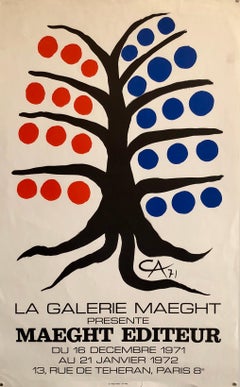 Affiche vintage de la Galerie Maeght Arte Paris:: arbre avec lithographie de fruits:: 1971