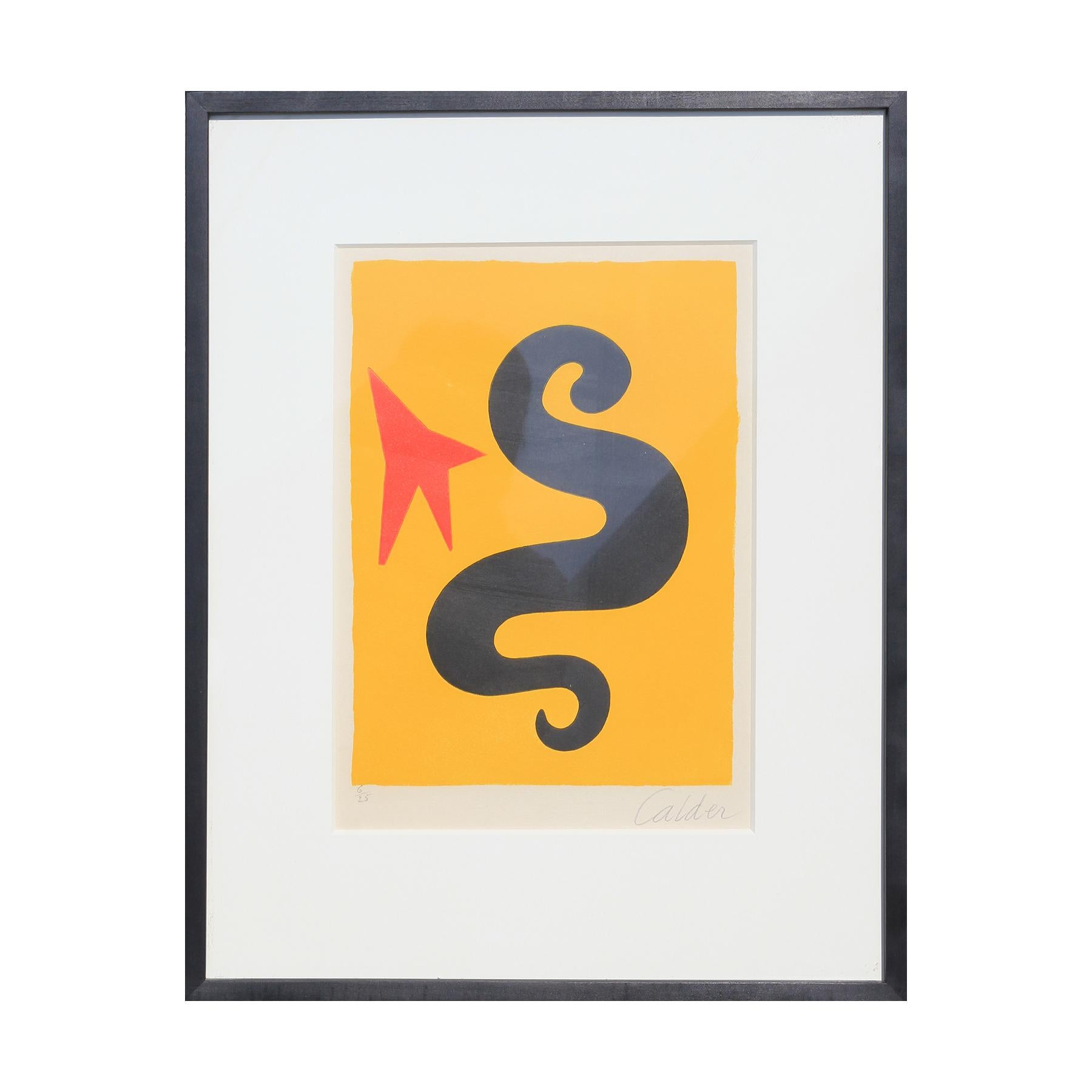 Alexander Calder Abstract Print - Yellow and Red Abstract Lithograph 6/25