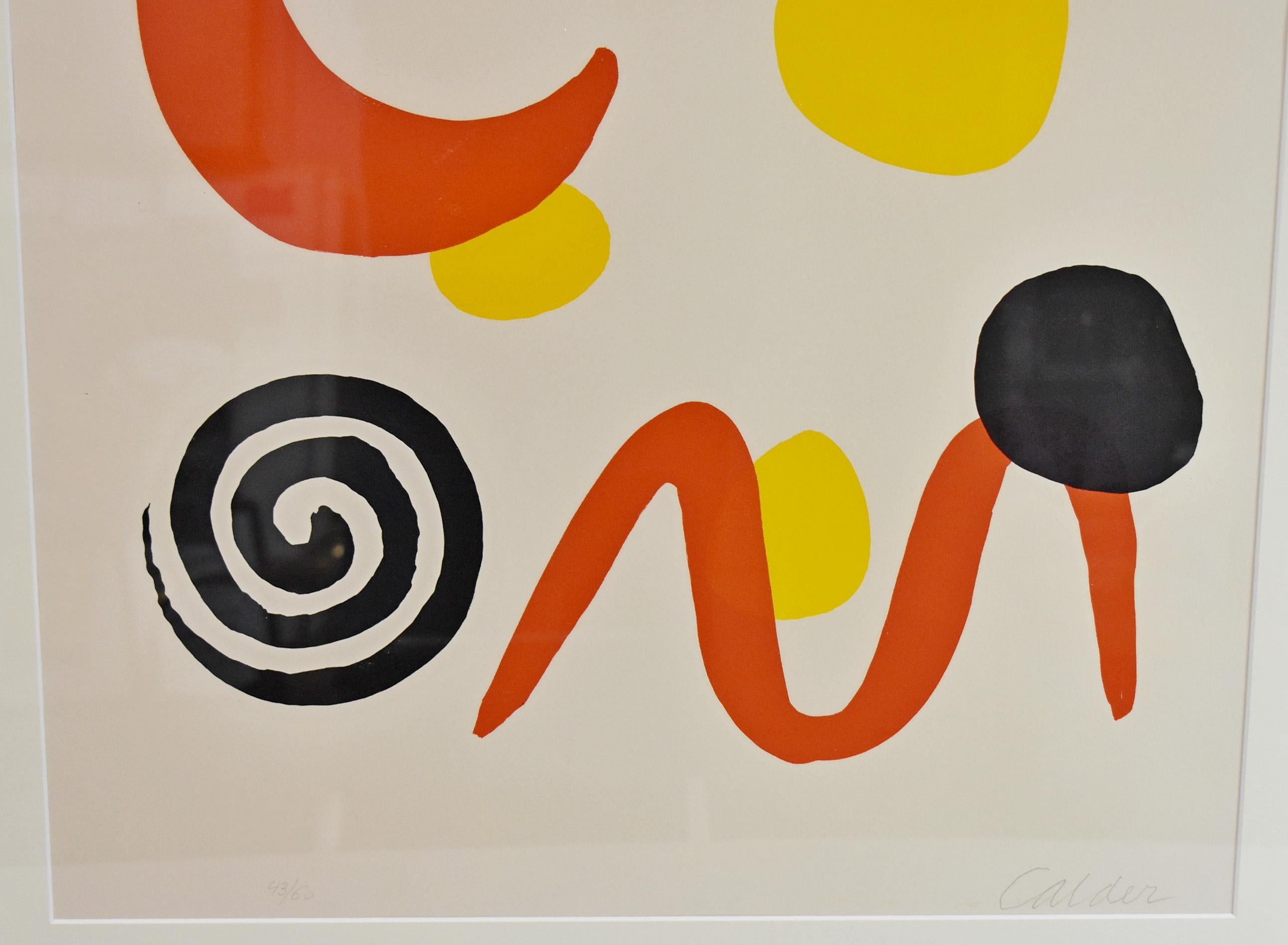 Alexander Calder, Red Moon & Swirl, Lithograph 1965 In Good Condition For Sale In Toledo, OH
