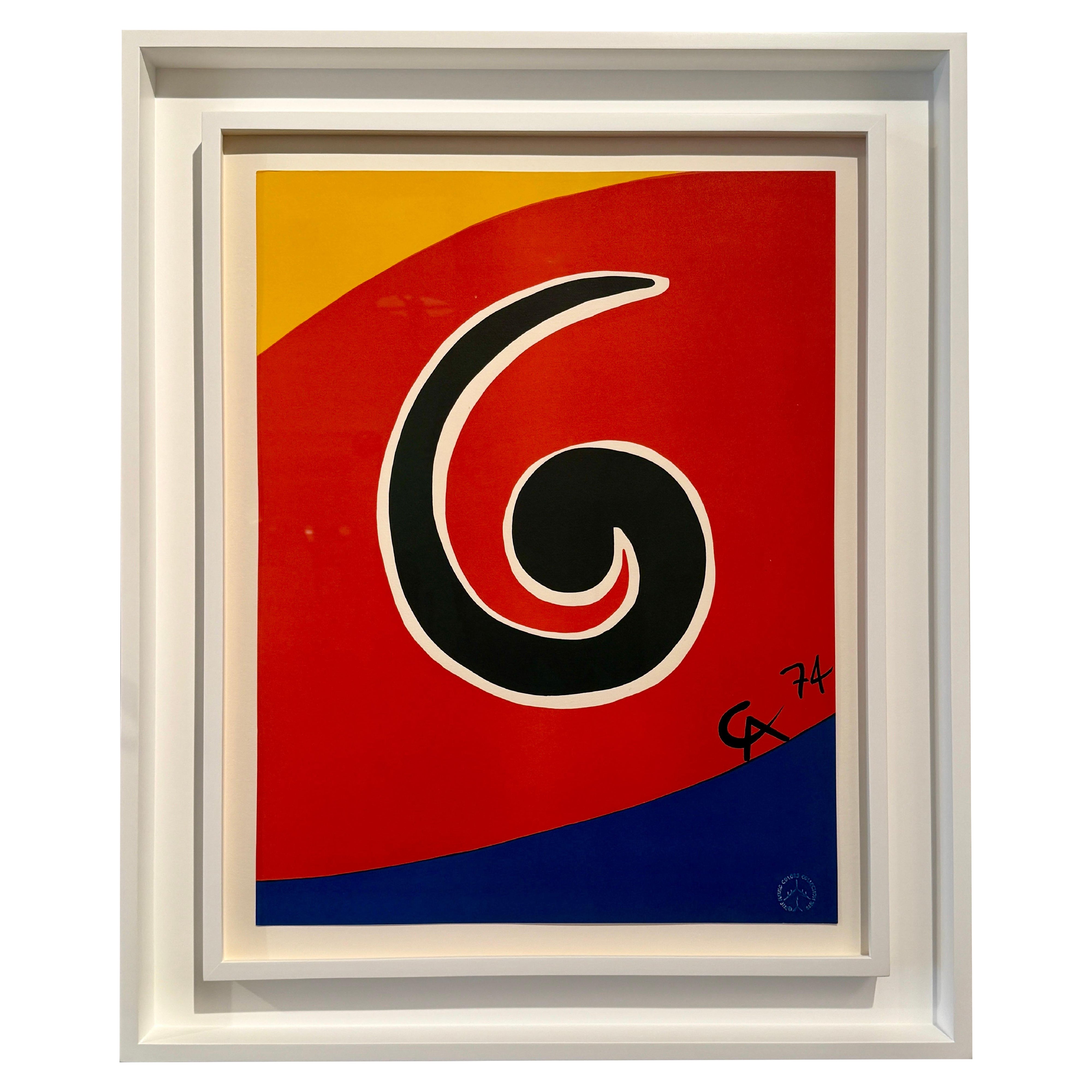 Alexander Calder Signed 
Stamped Vintage Framed Lithograph "Sky Swirl" 1975 im Angebot