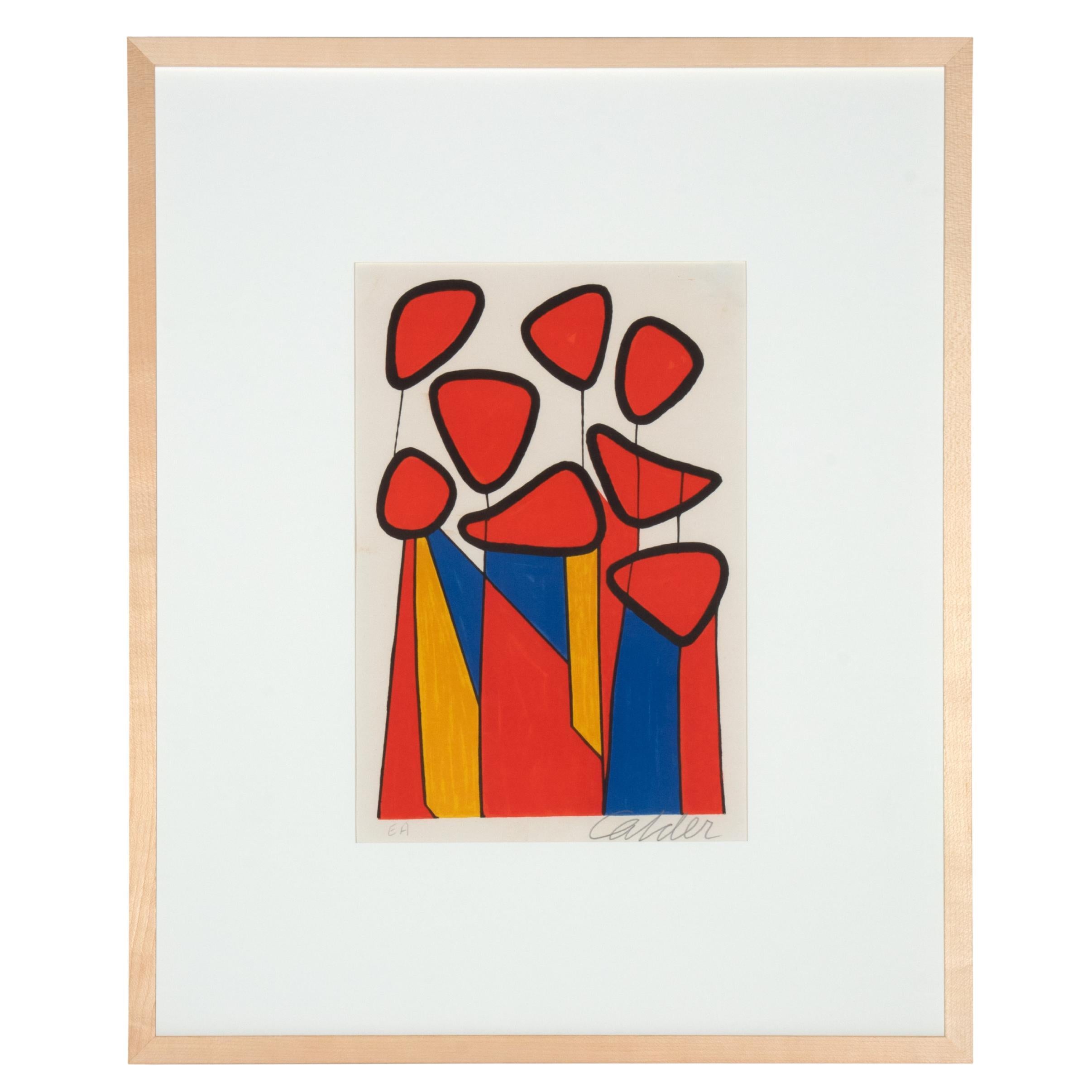 Alexander Calder "Squash Blossoms" Signed Lithograph Artist Proof 1970s