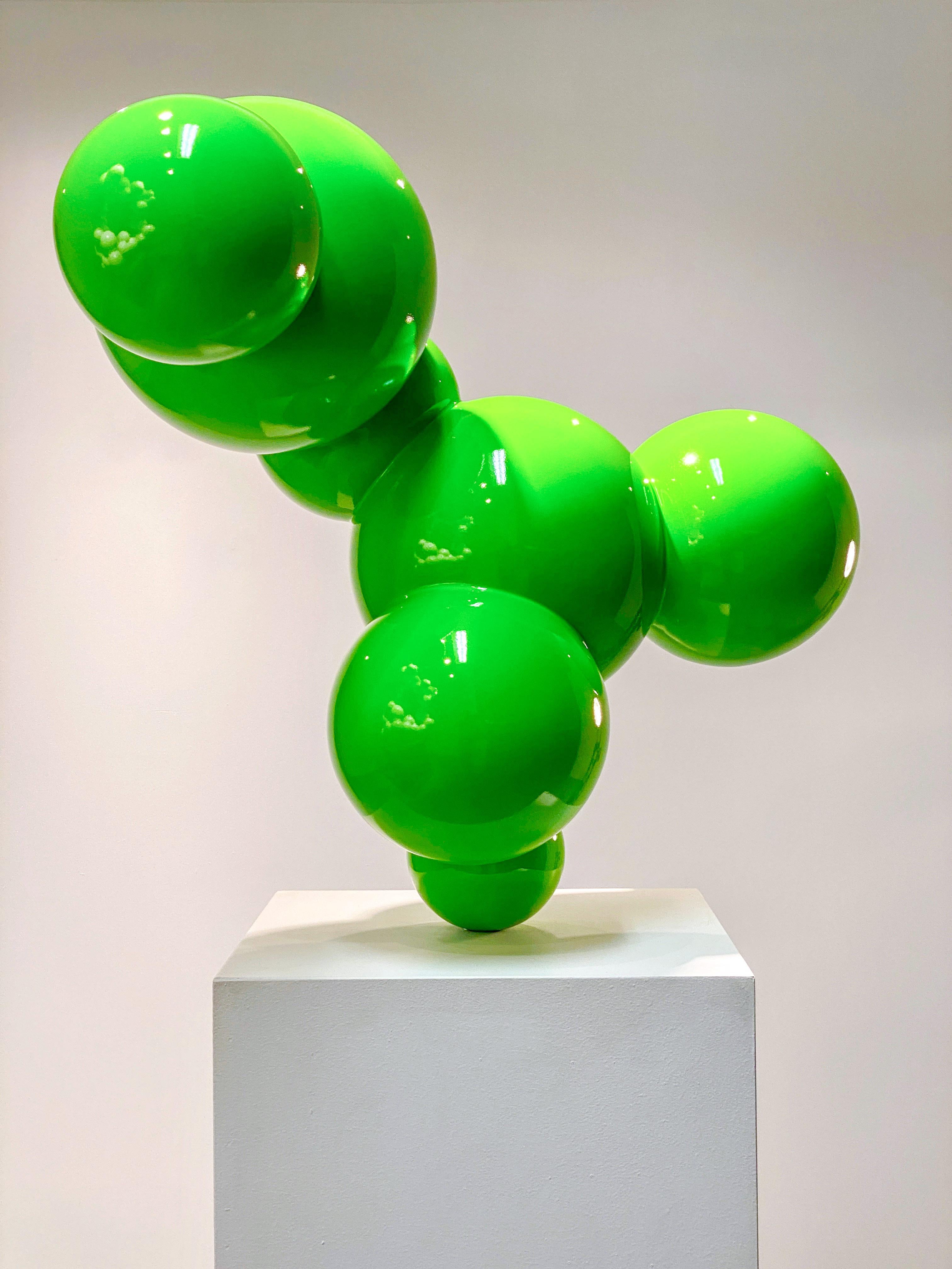 Algae 3 - vert, poli, sculpture géométrique abstraite en acier inoxydable peint en vente 1