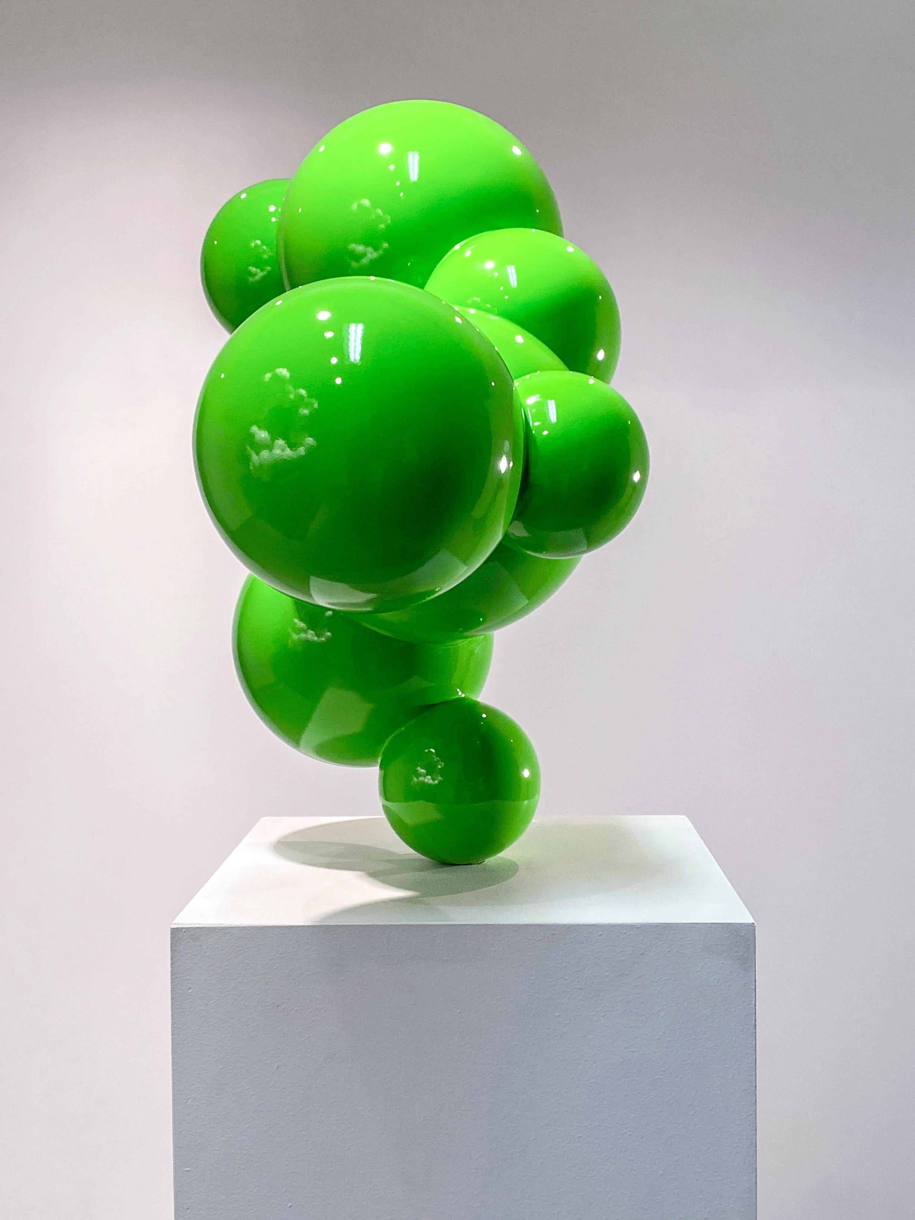 Algae 3 - vert, poli, sculpture géométrique abstraite en acier inoxydable peint en vente 2