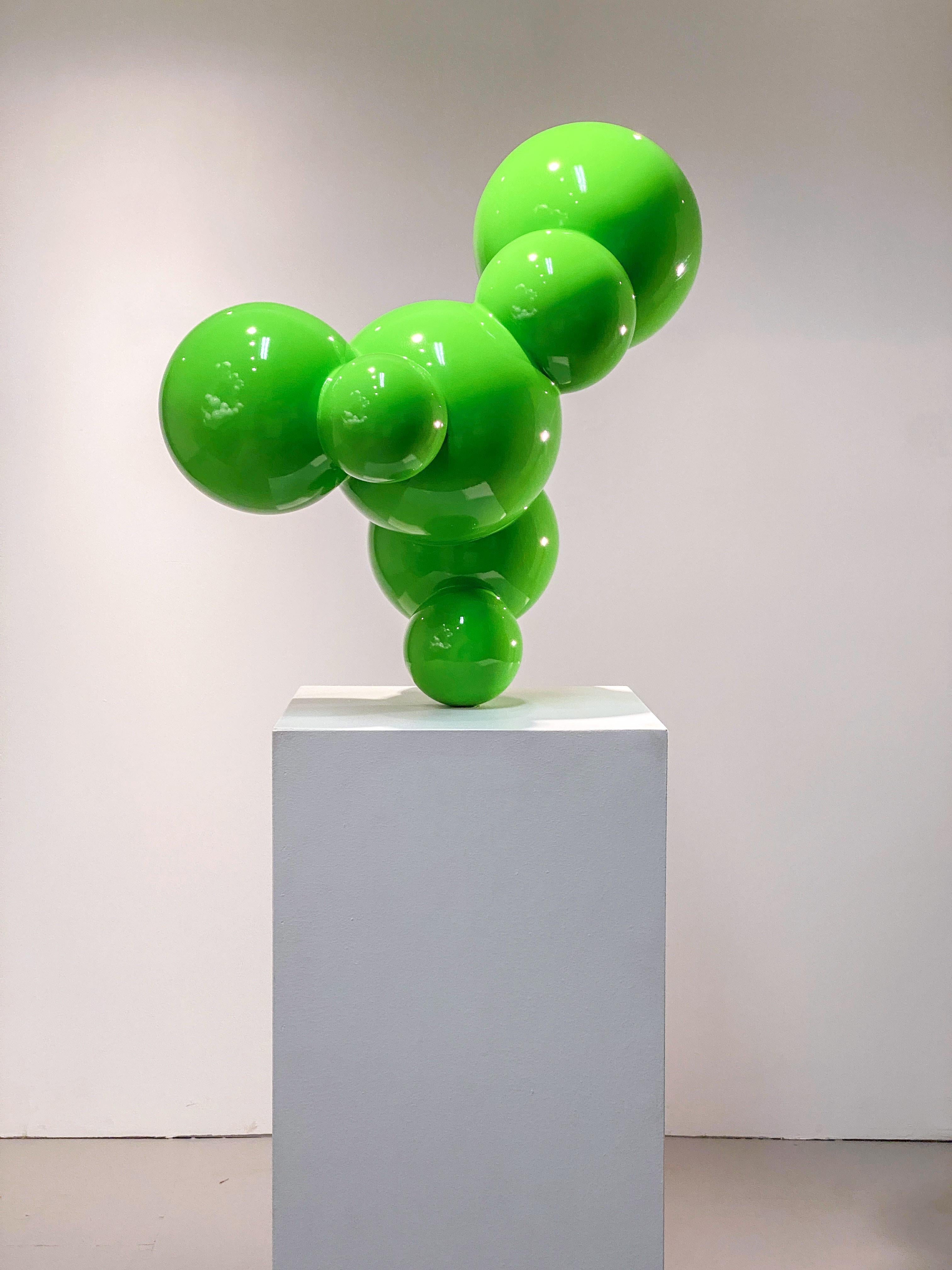 Algae 3 - vert, poli, sculpture géométrique abstraite en acier inoxydable peint en vente 3