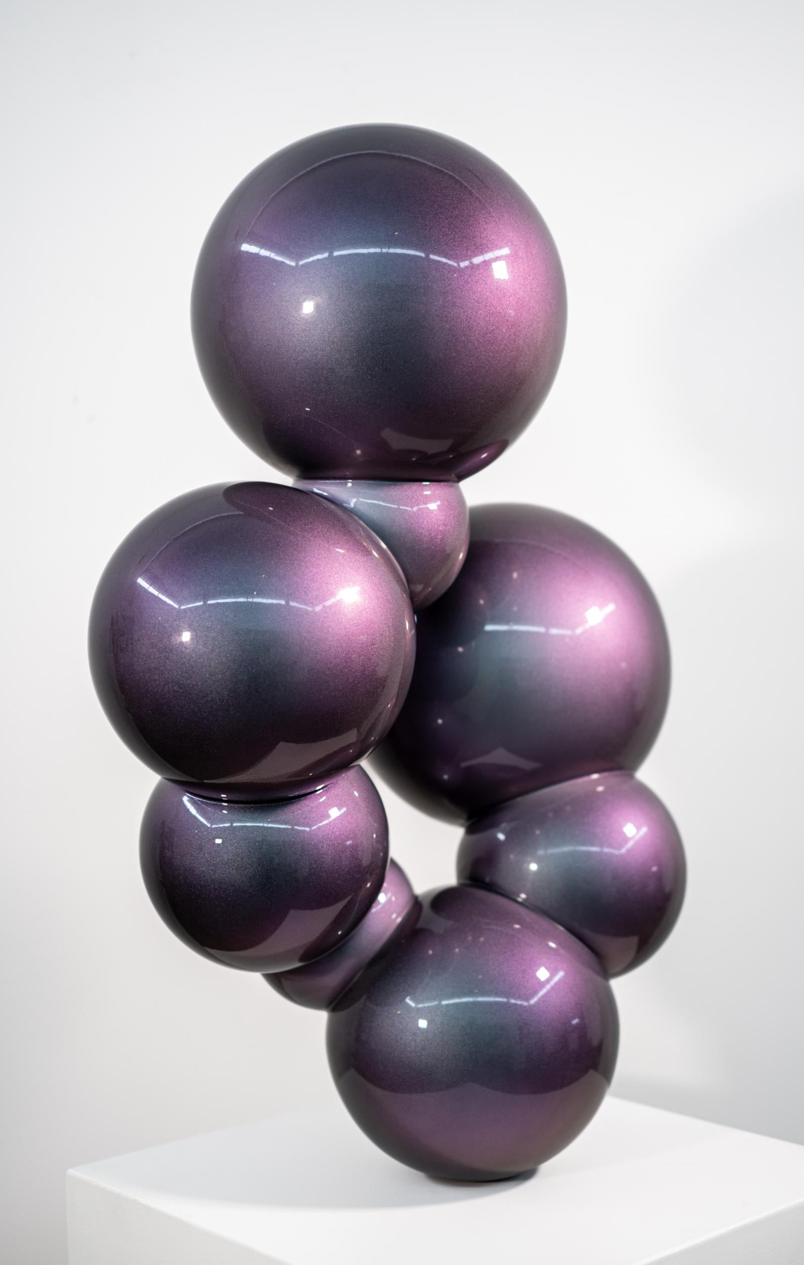 Ice Nebula 3 - polished, geometric, abstract, painted steel sculpture - Gray Abstract Sculpture by Alexander Caldwell