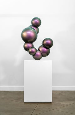 Purple Nebula - polished, geometric, abstract, painted stainless steel sculpture