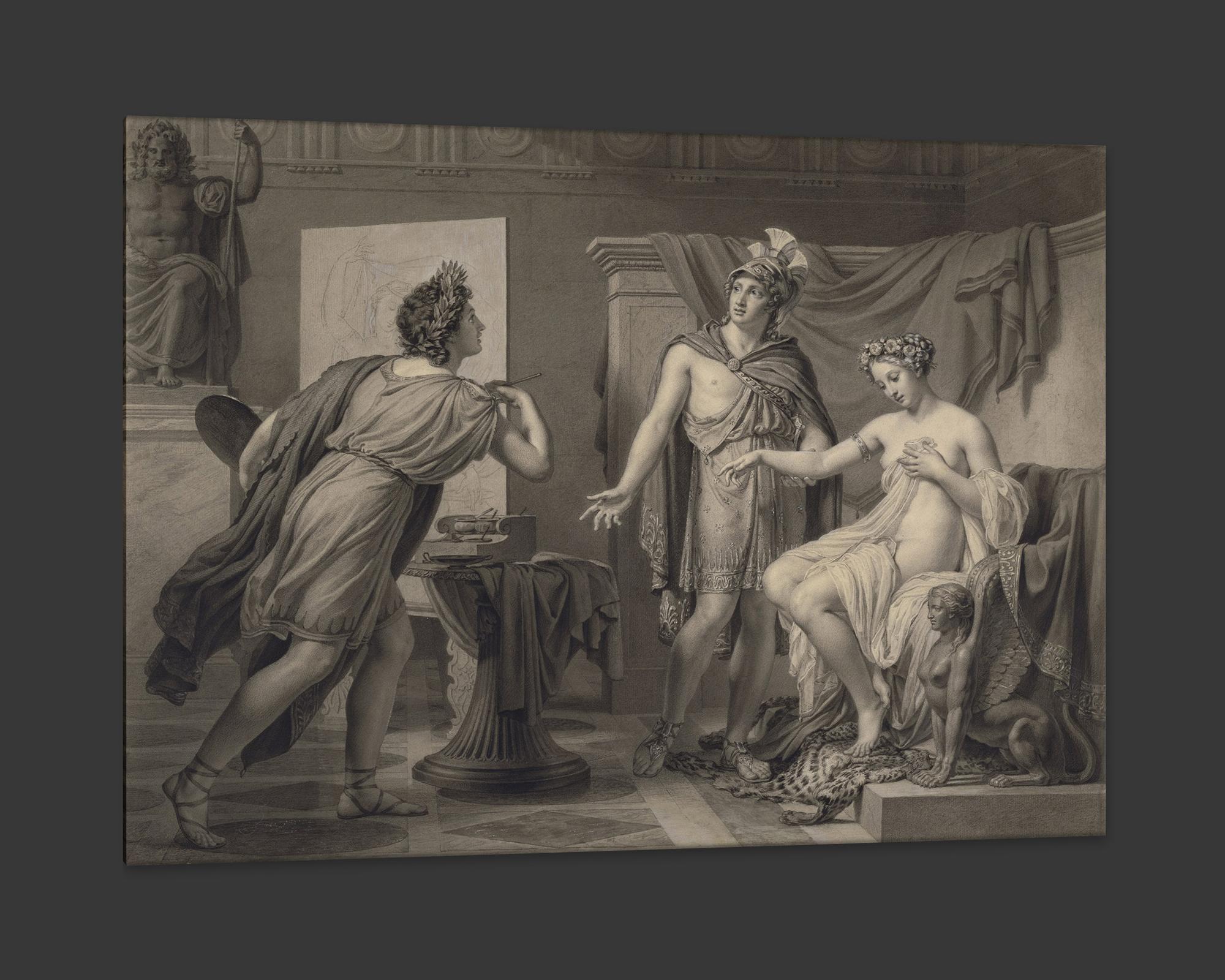 French Alexander Ceding Campaspe to Apelles, Neoclassical Drawing after Jerome Langlois For Sale