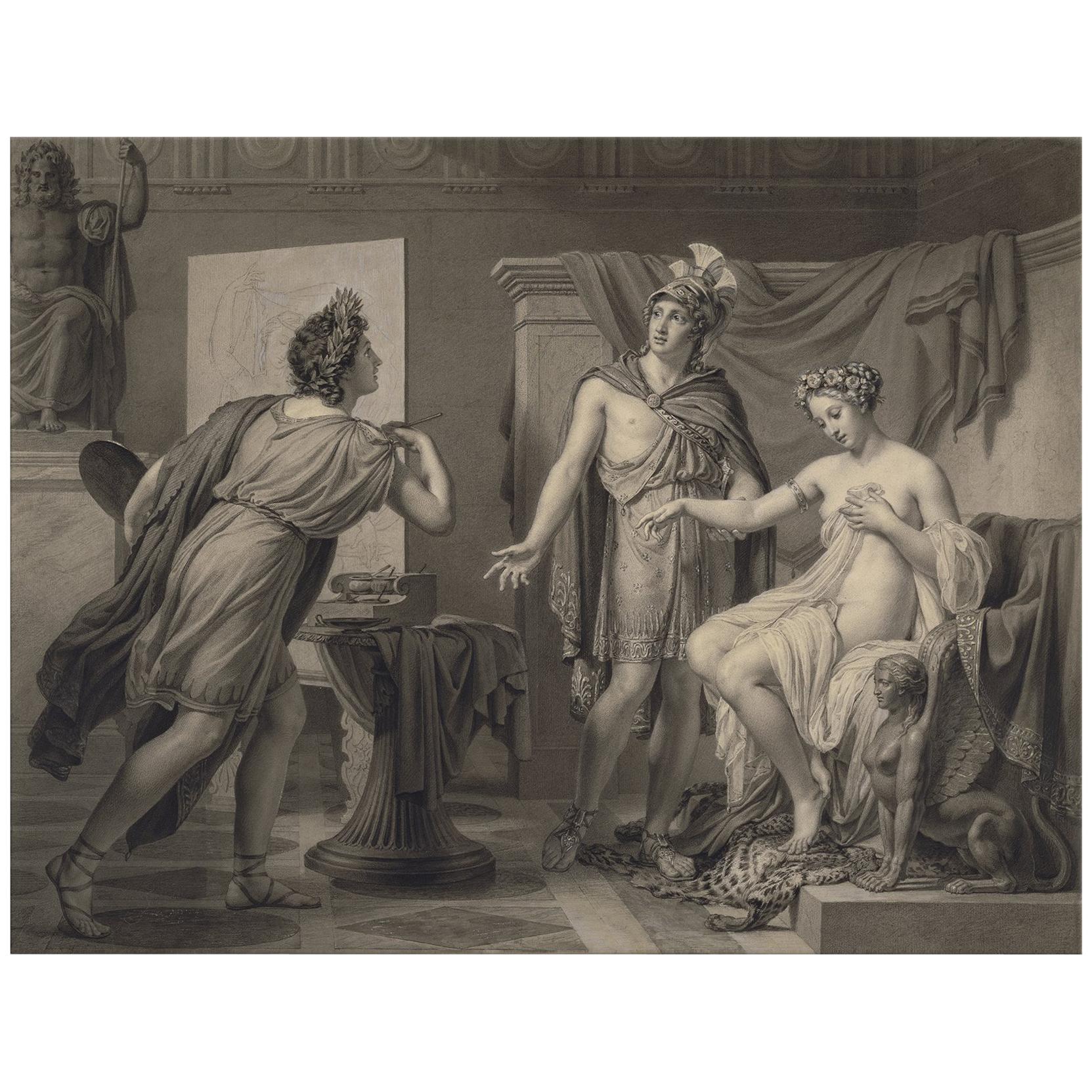 Alexander Ceding Campaspe to Apelles, Neoclassical Drawing after Jerome Langlois For Sale