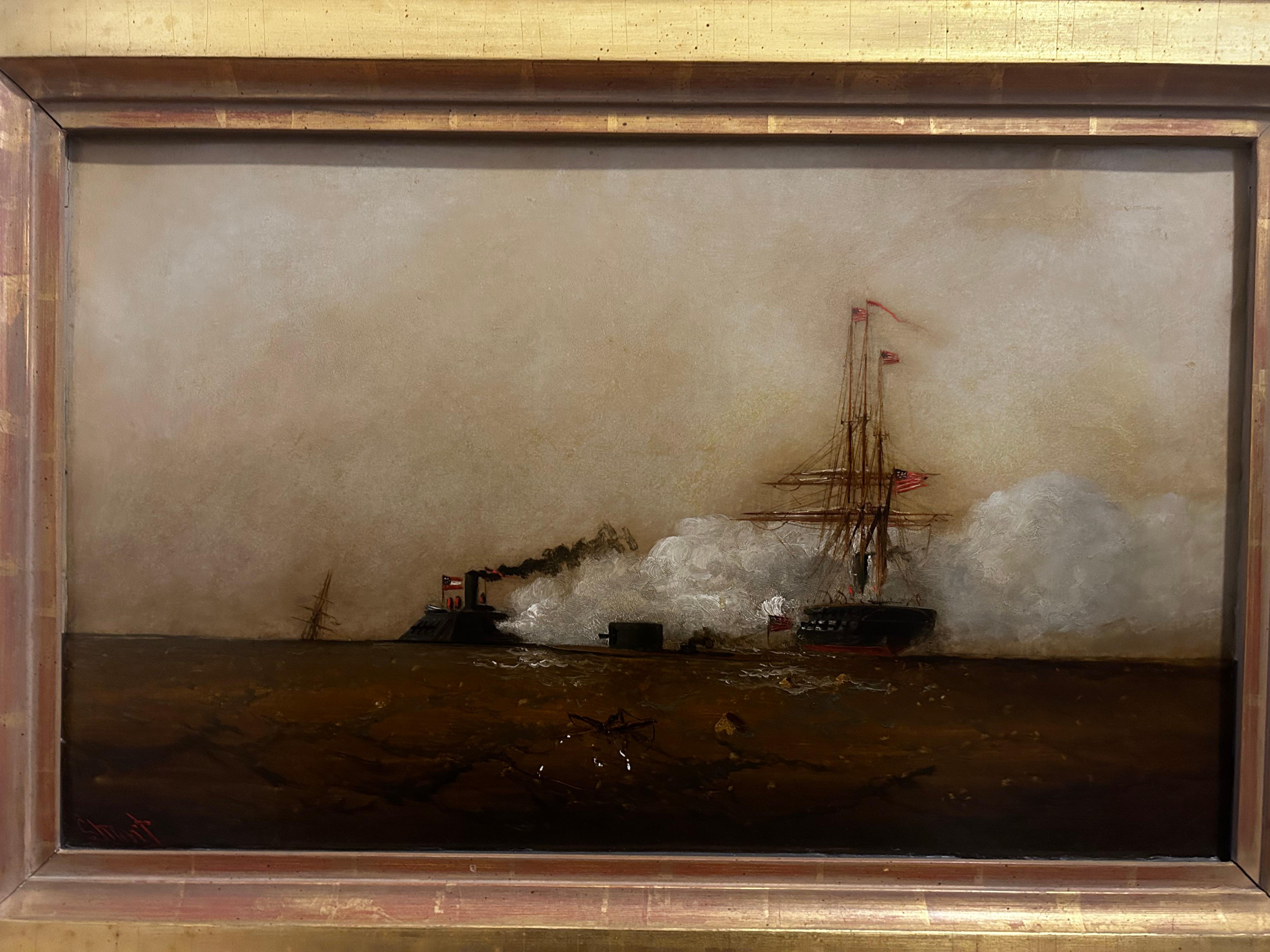 « L'attaque du Merrimac » Alexander Charles Stuart, bataille navale de la guerre civile en vente 1